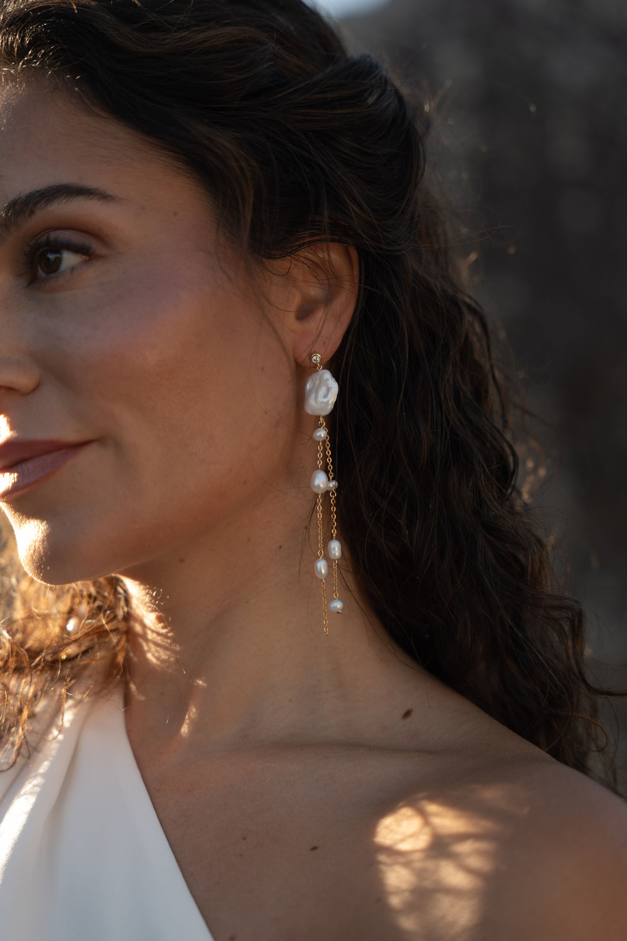 Kimara – Boucles d'oreilles modernes longues en perles et chaînes