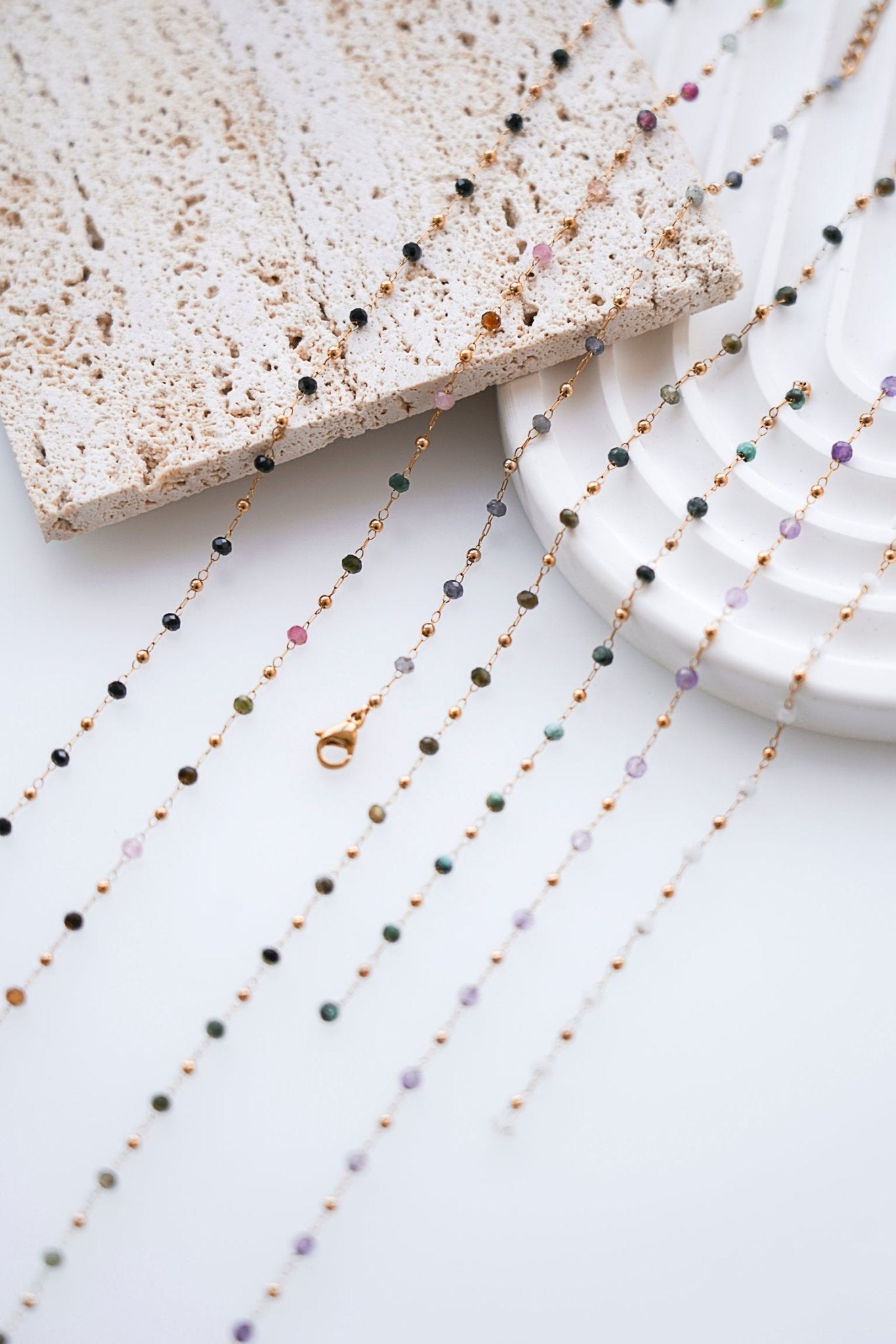 Bonheur - Bracelet chaine pierres naturelles facettées - Bracelet - Atelier Lilac