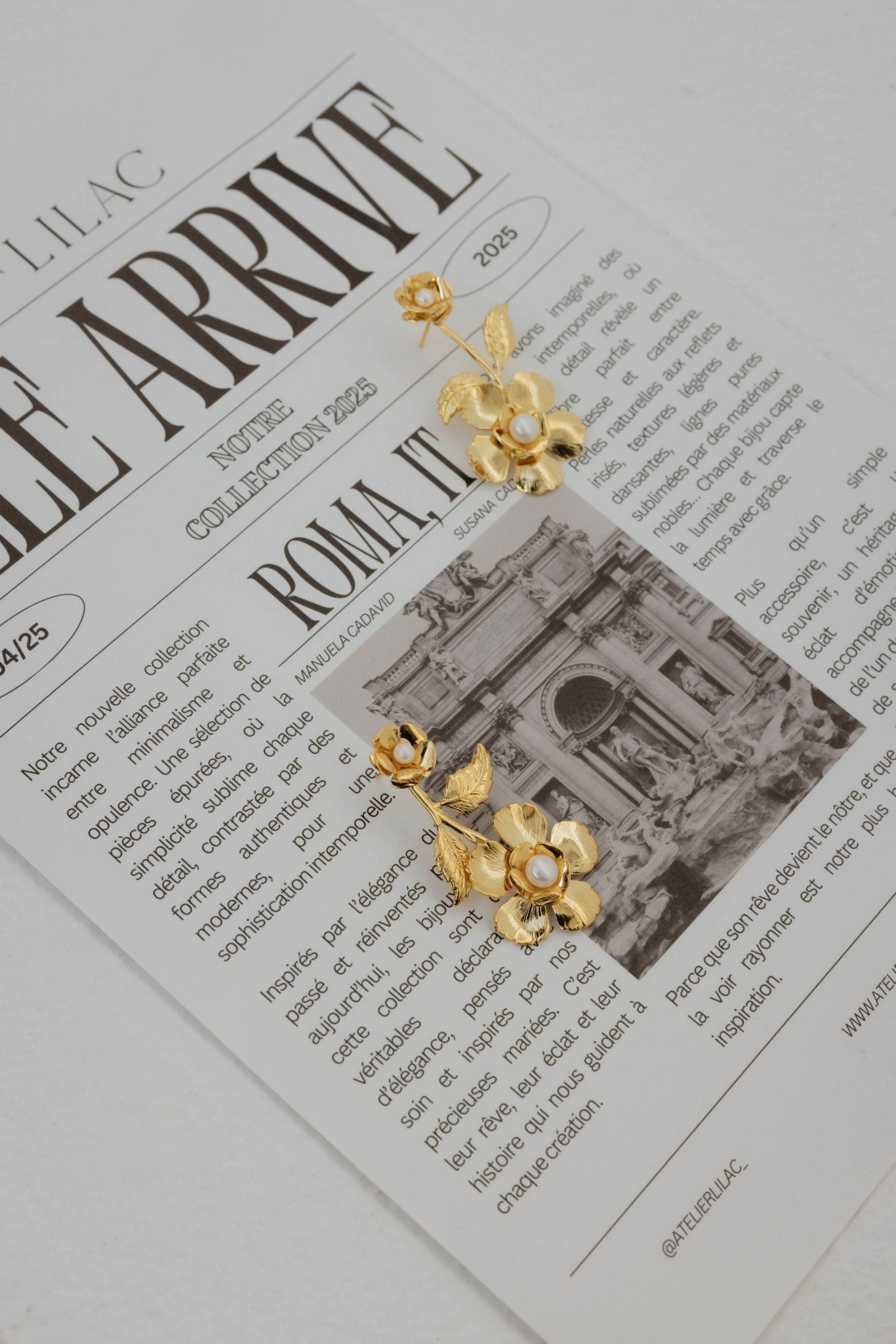 Botticelli – Boucles d'oreilles mariage pendantes romantiques - Boucles d'oreilles longues - Atelier Lilac
