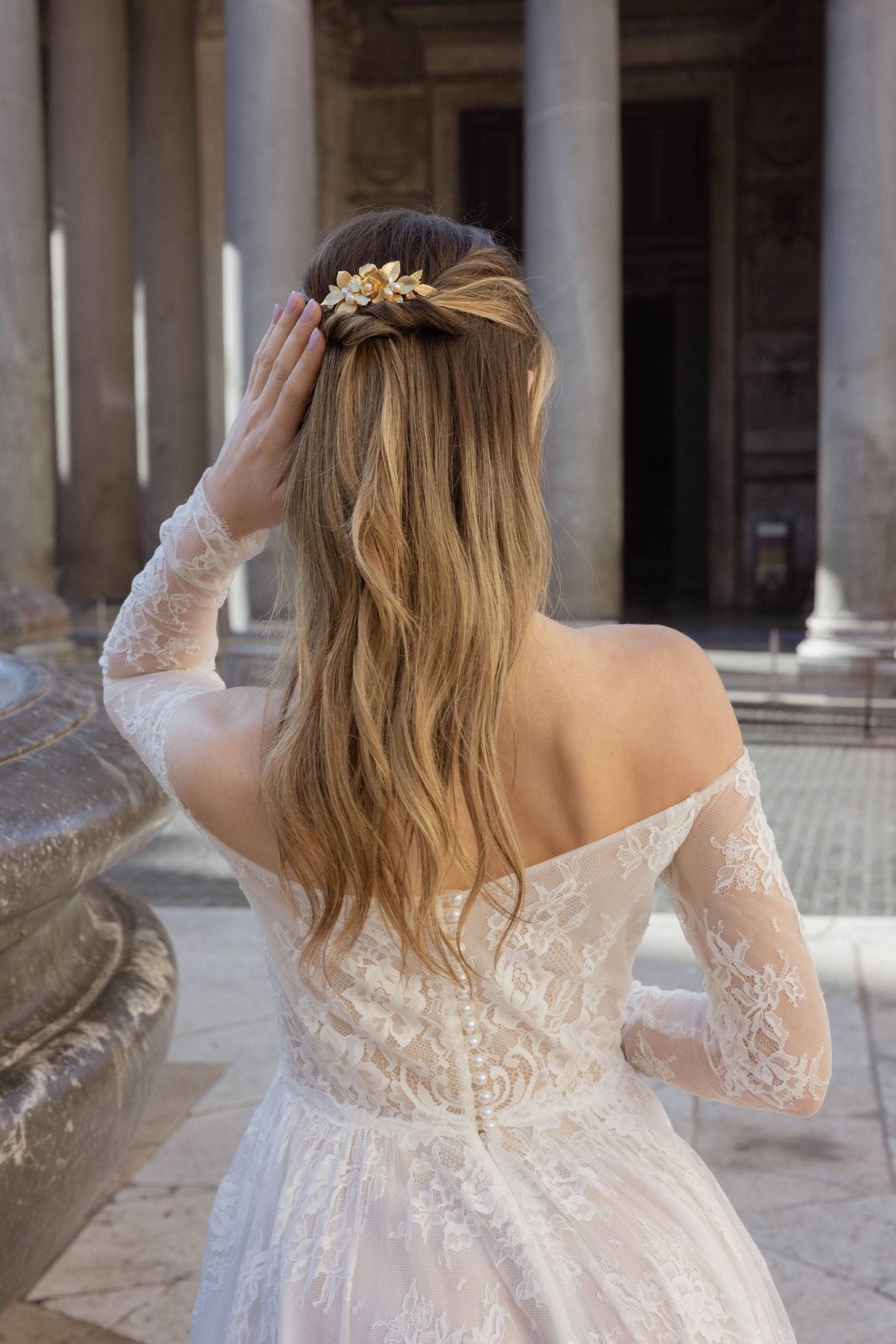 Botticelli – Peigne floral de mariée romantique et bohème - Grand peigne - Atelier Lilac