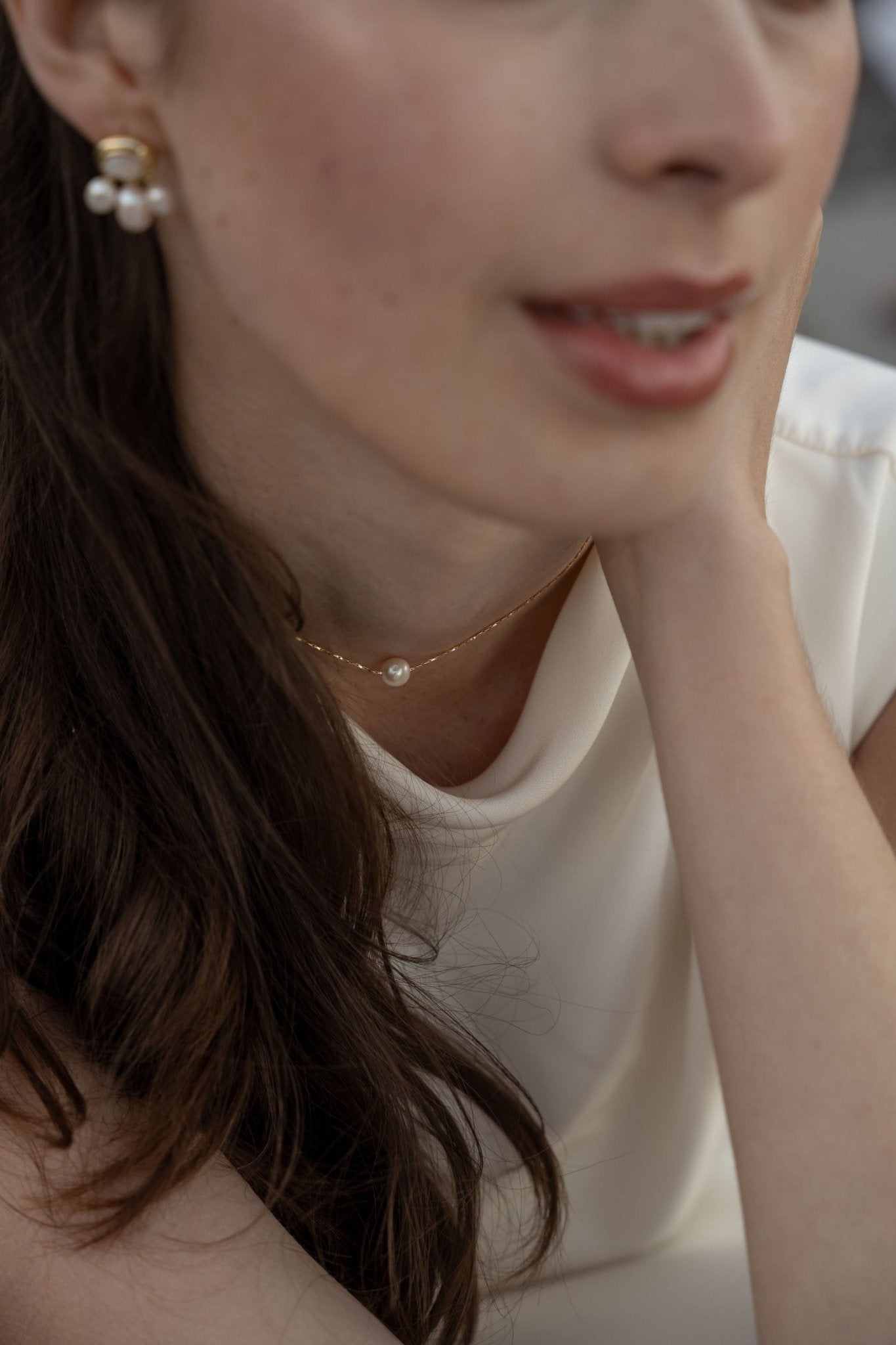 Grace – Collier de dos chaîne torsadée et perles de culture - Collier de dos - Atelier Lilac