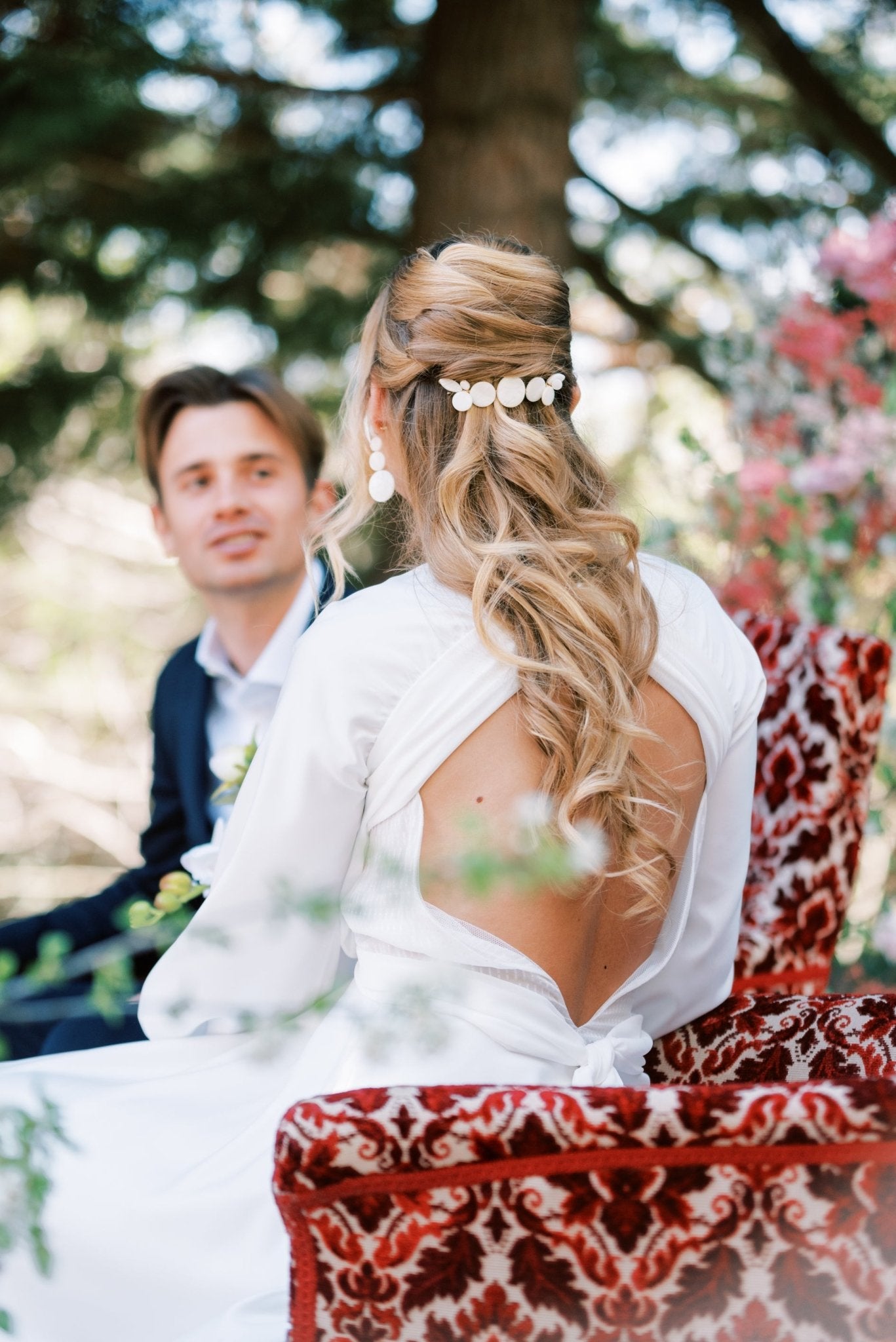 Luana - Peigne mariage moderne nacre - Grand peigne - Atelier Lilac
