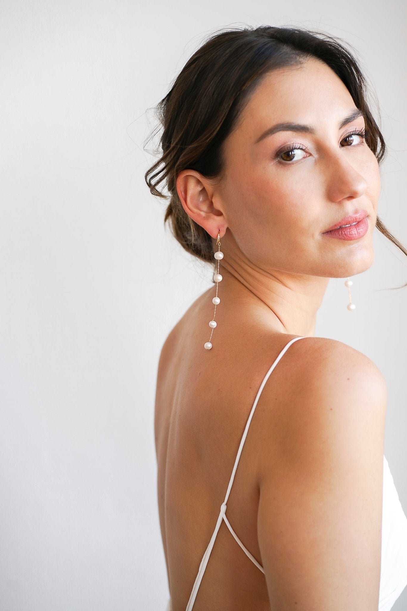 Lys - Boucles d'oreilles pendantes Perles naturelles - Boucles d'oreilles longues - Atelier Lilac