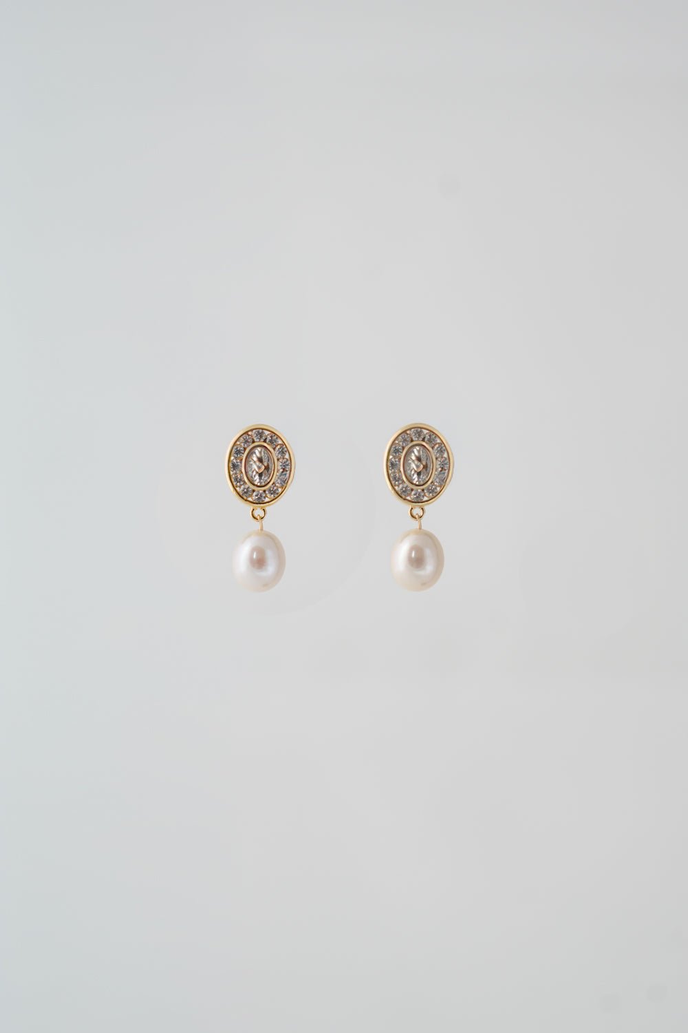 Maan – Boucles d'oreilles mariage style vintage en zircon et perle - Boucles d'oreilles courtes - Atelier Lilac