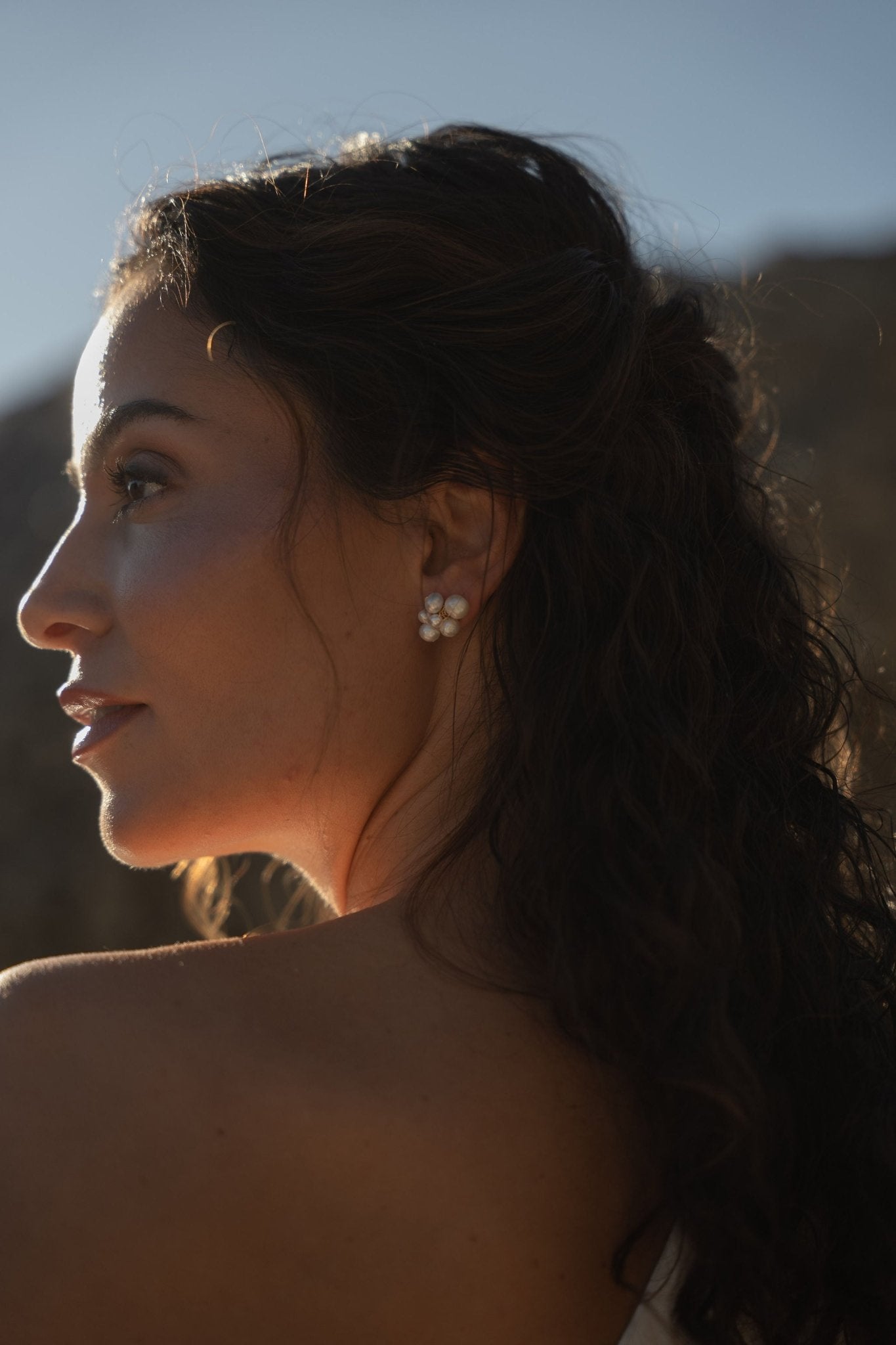 Paarl – Boucles d'oreilles mariage grappe de perles naturelle - Boucles d'oreilles courtes - Atelier Lilac