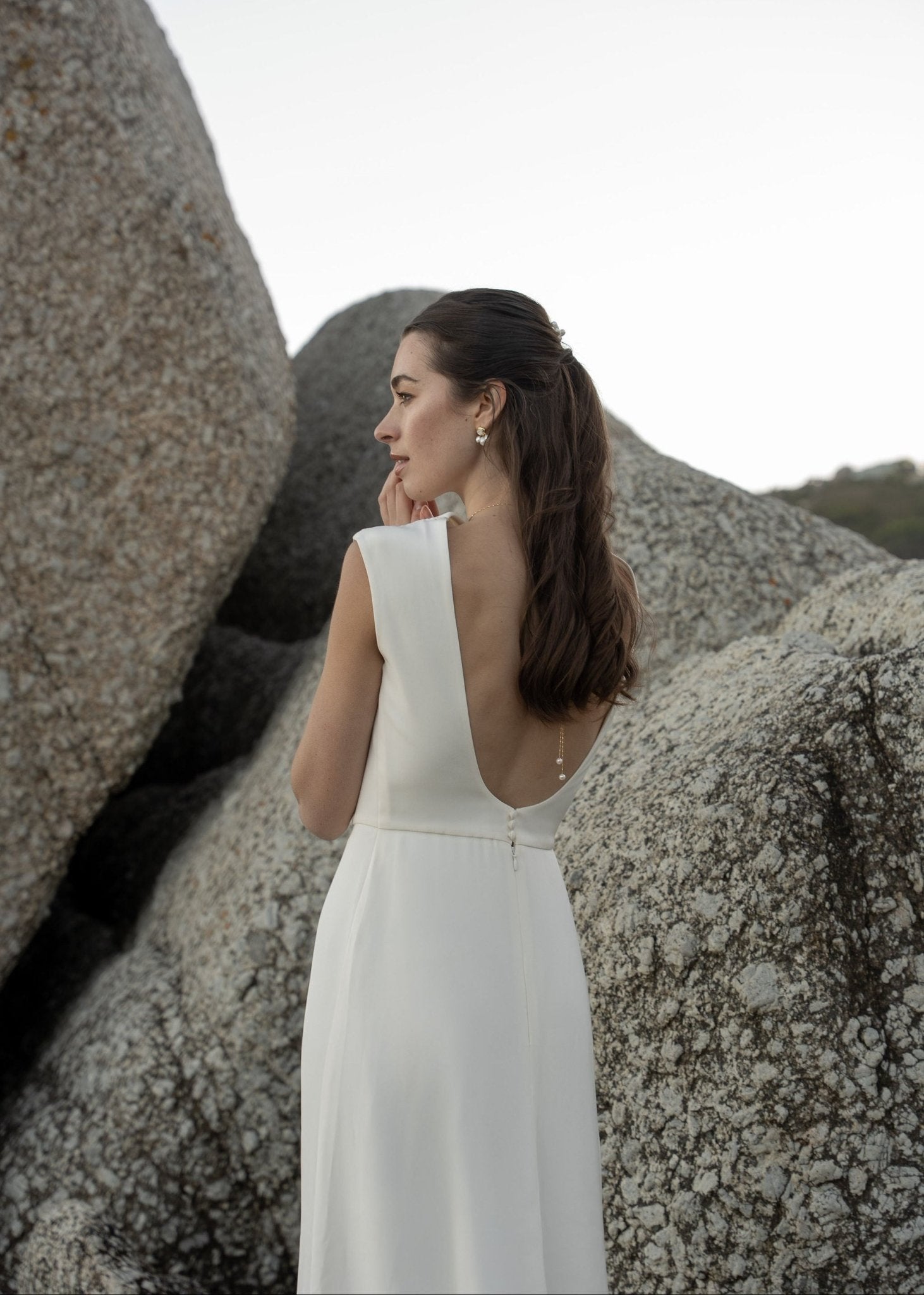 Qiniso - Ohrringe Hochzeit 3 Perlen und Perlmutt - Kurze Ohrringe - Atelier Lilac
