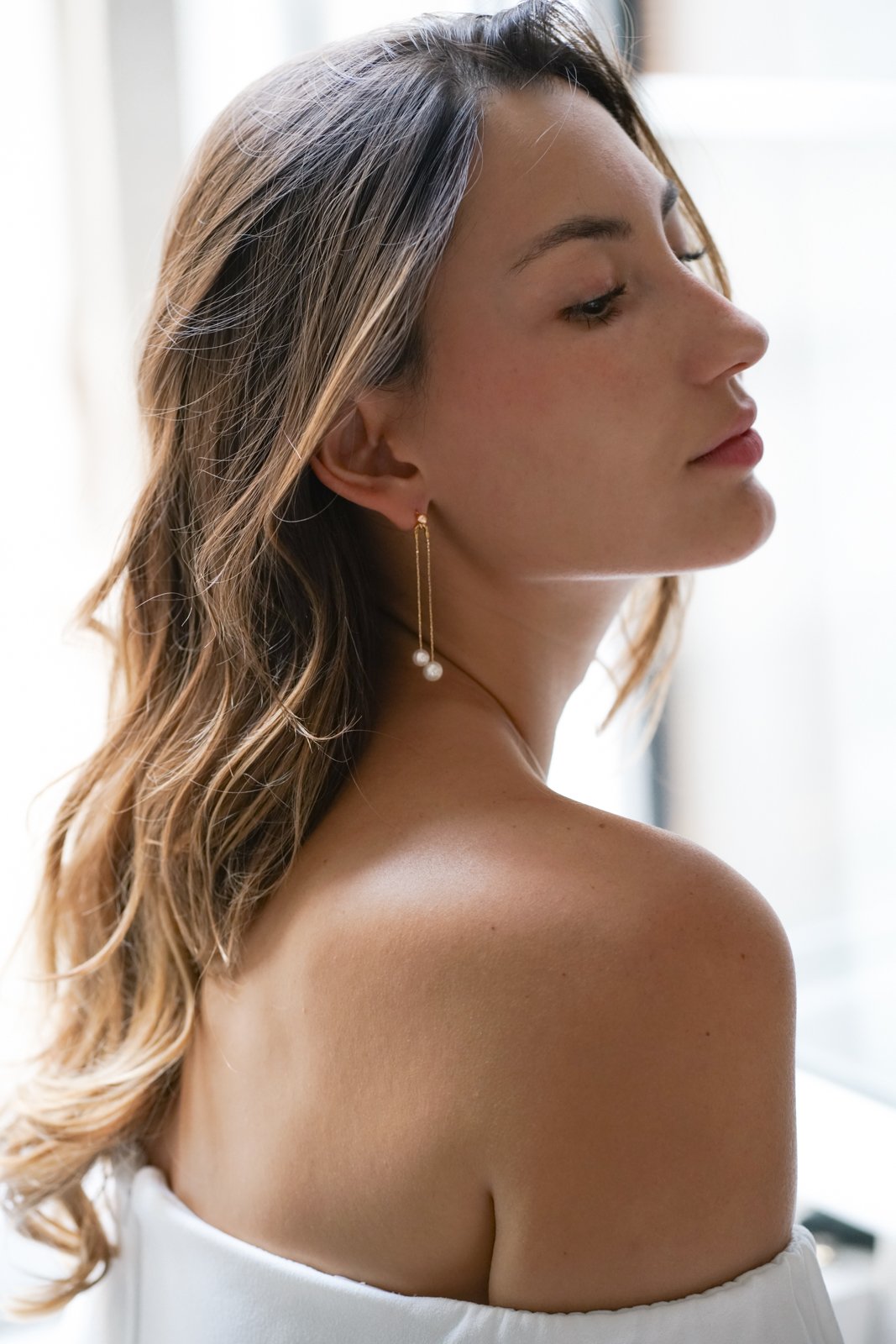 Raffinée - Boucles d'oreilles mariage perles naturelles - Boucles d'oreilles longues - Atelier Lilac