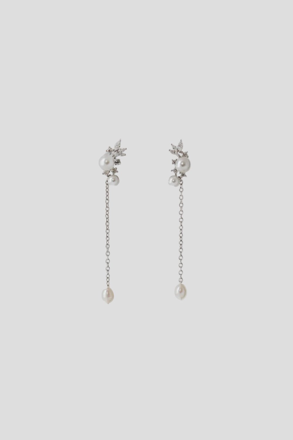 Sia - Boucles d'oreilles pendantes mariage en perles et zirconiums - Boucles d'oreilles longues - Atelier Lilac
