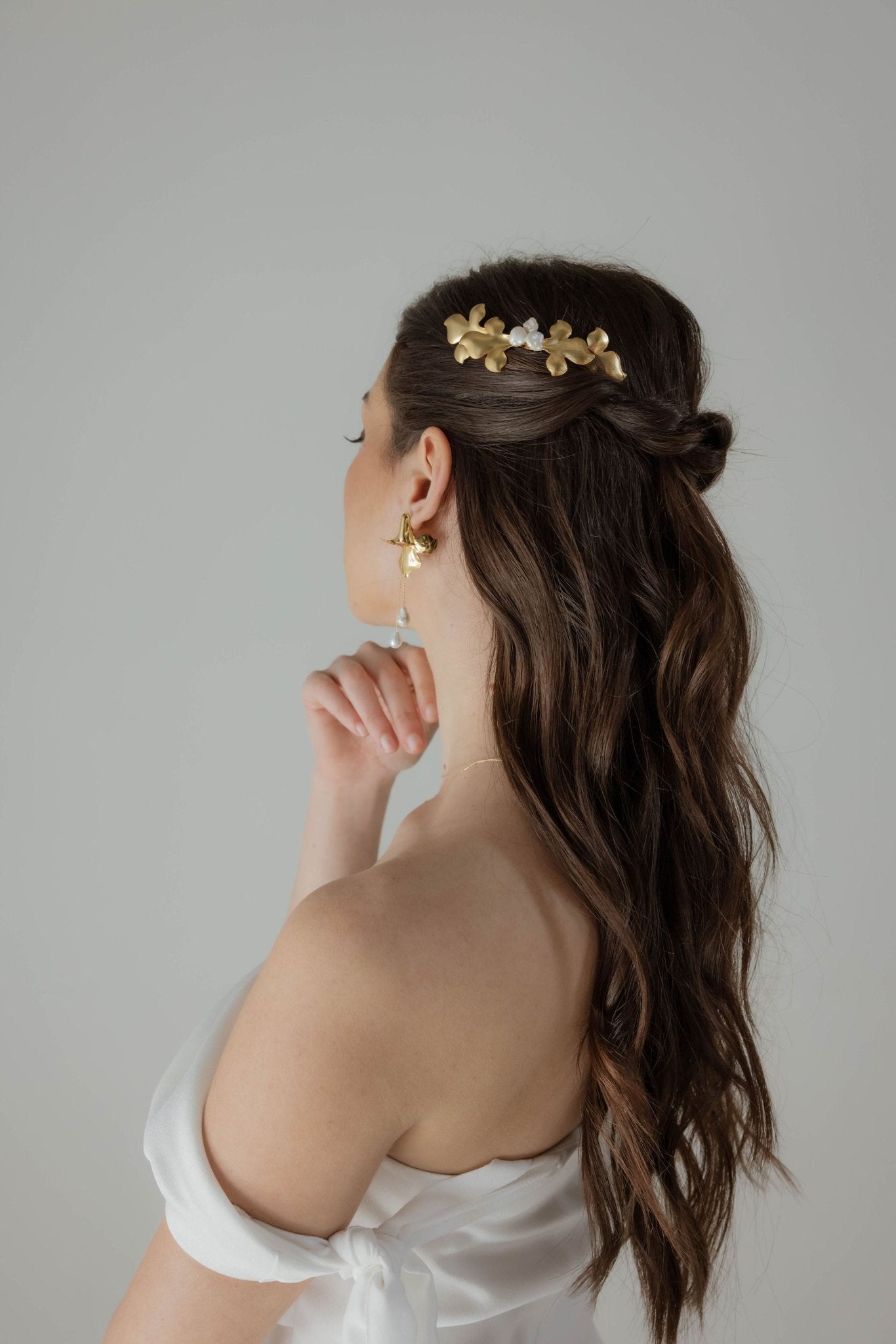 Venezia - Peigne mariage moderne avec perles baroques - Grand peigne - Atelier Lilac