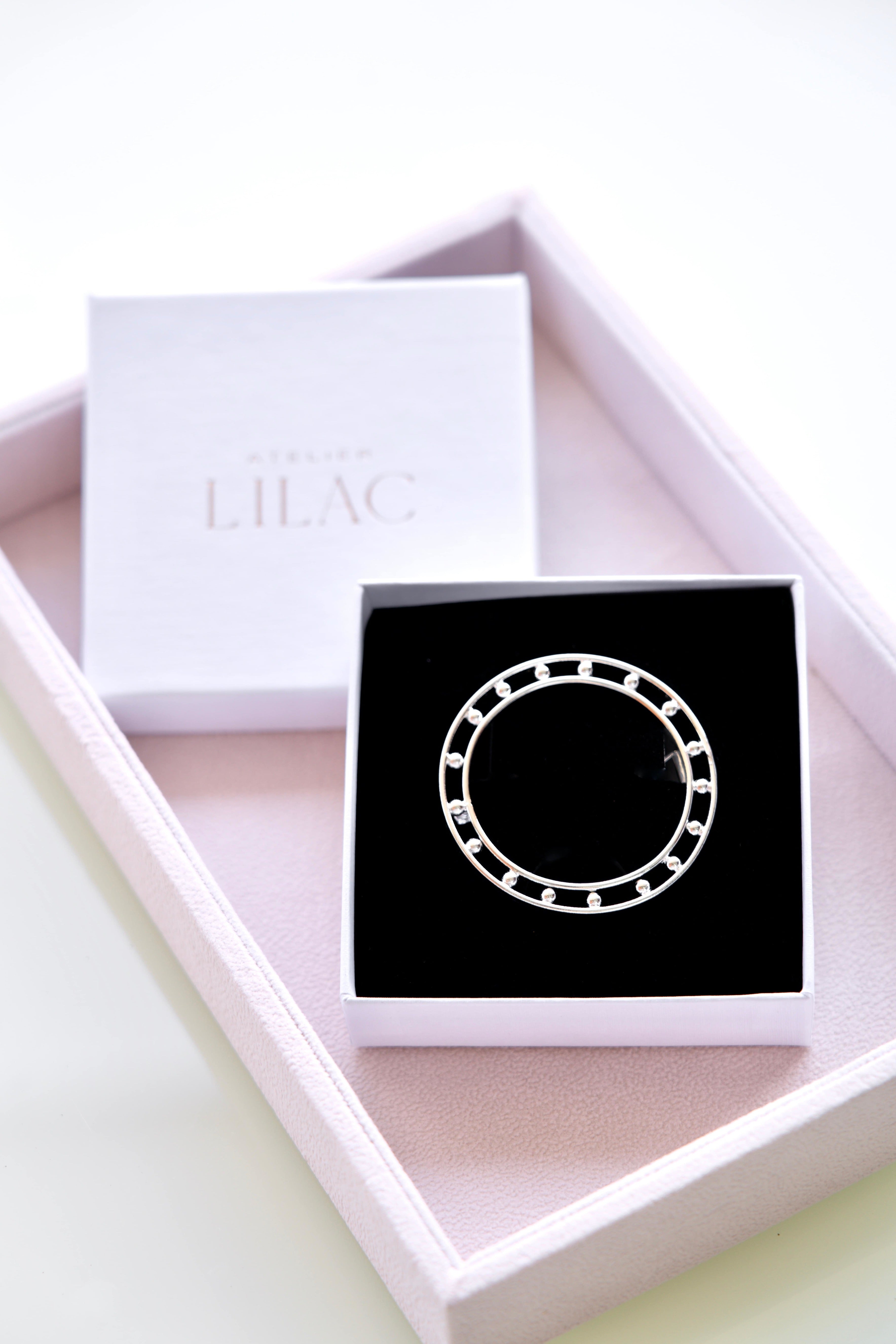 Barrette pour coiffure de mariage argentée à double anneaux