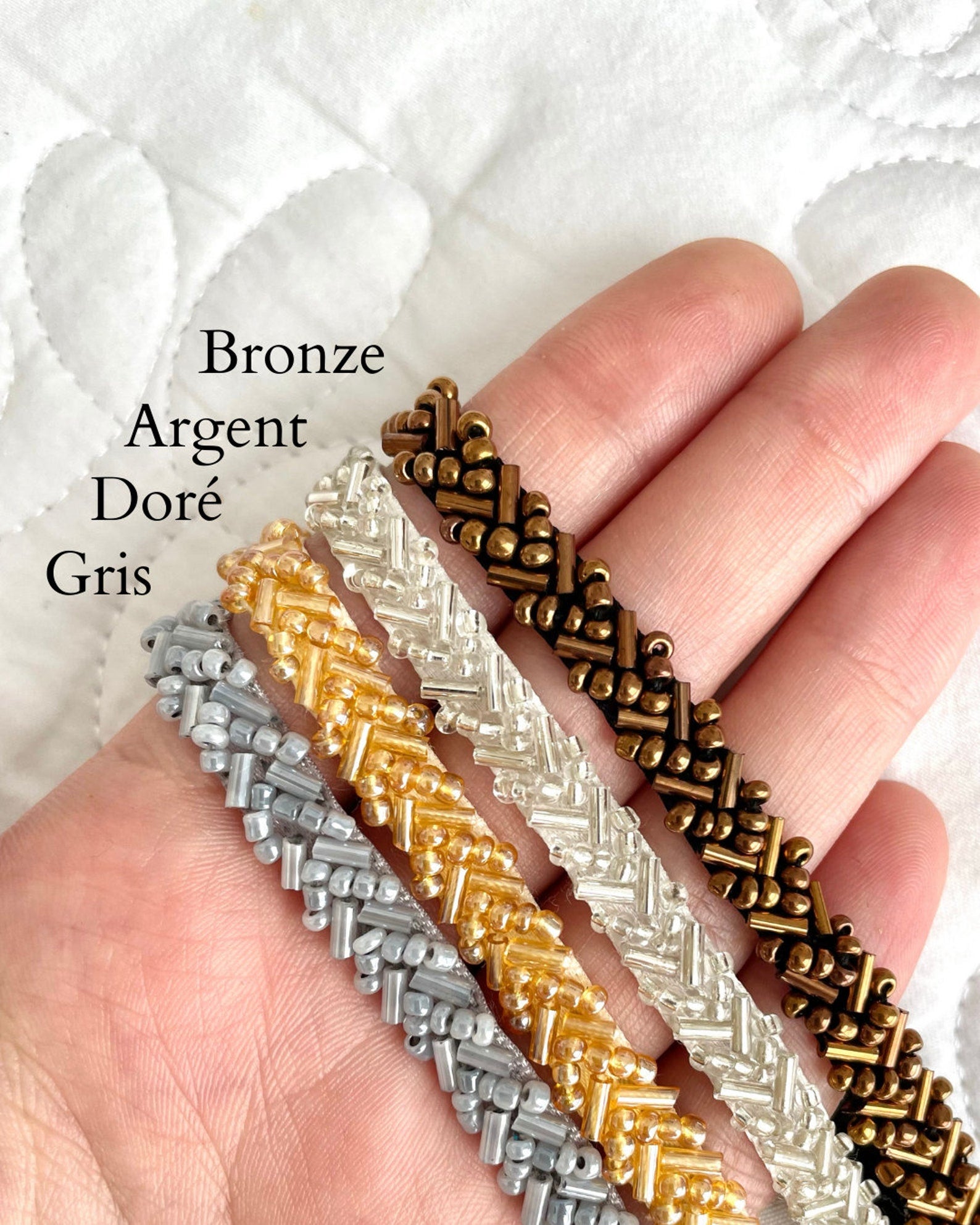 Headband élégant de mariage en bronze, argent, doré et gris