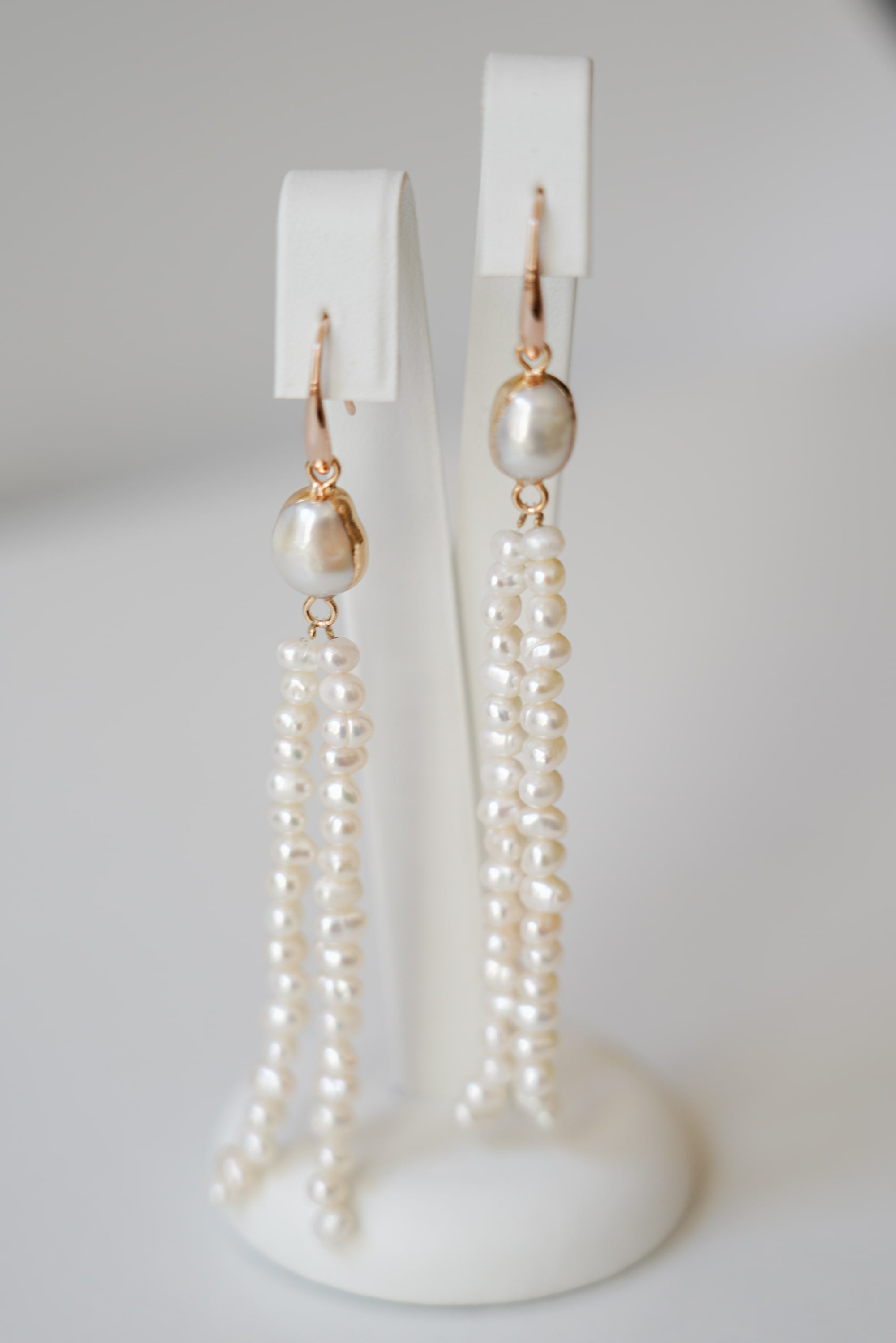 Boucles d'Oreilles Pendantes perles naturelles de culture