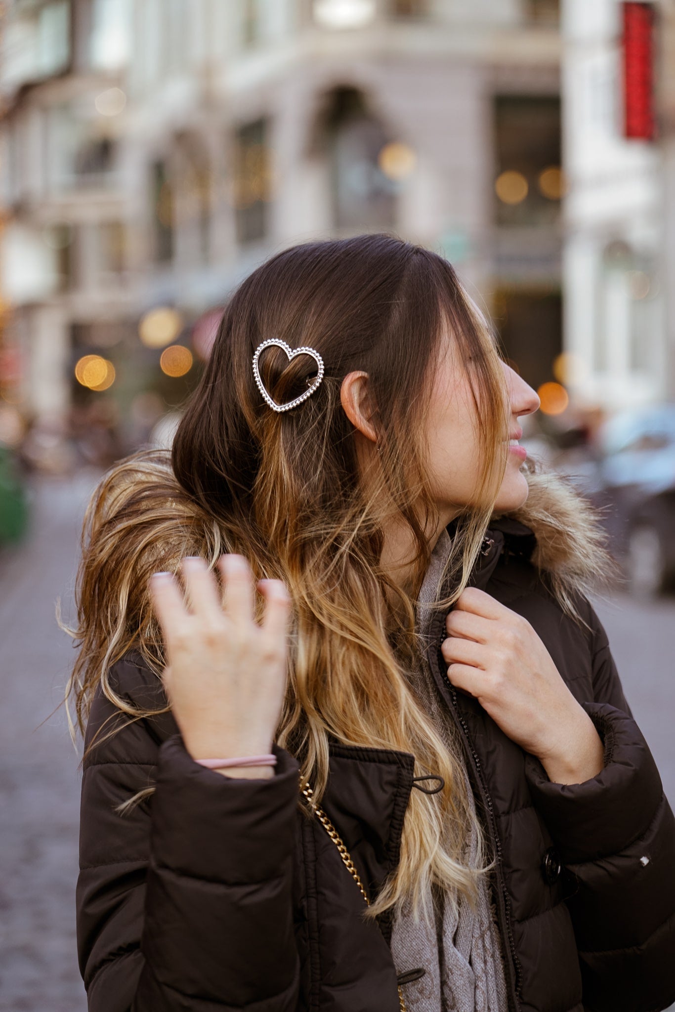 Barrette pour femme en forme de coeur