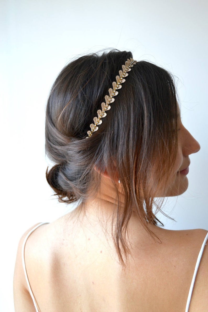 headband cousus à la main avec un élastique noir en