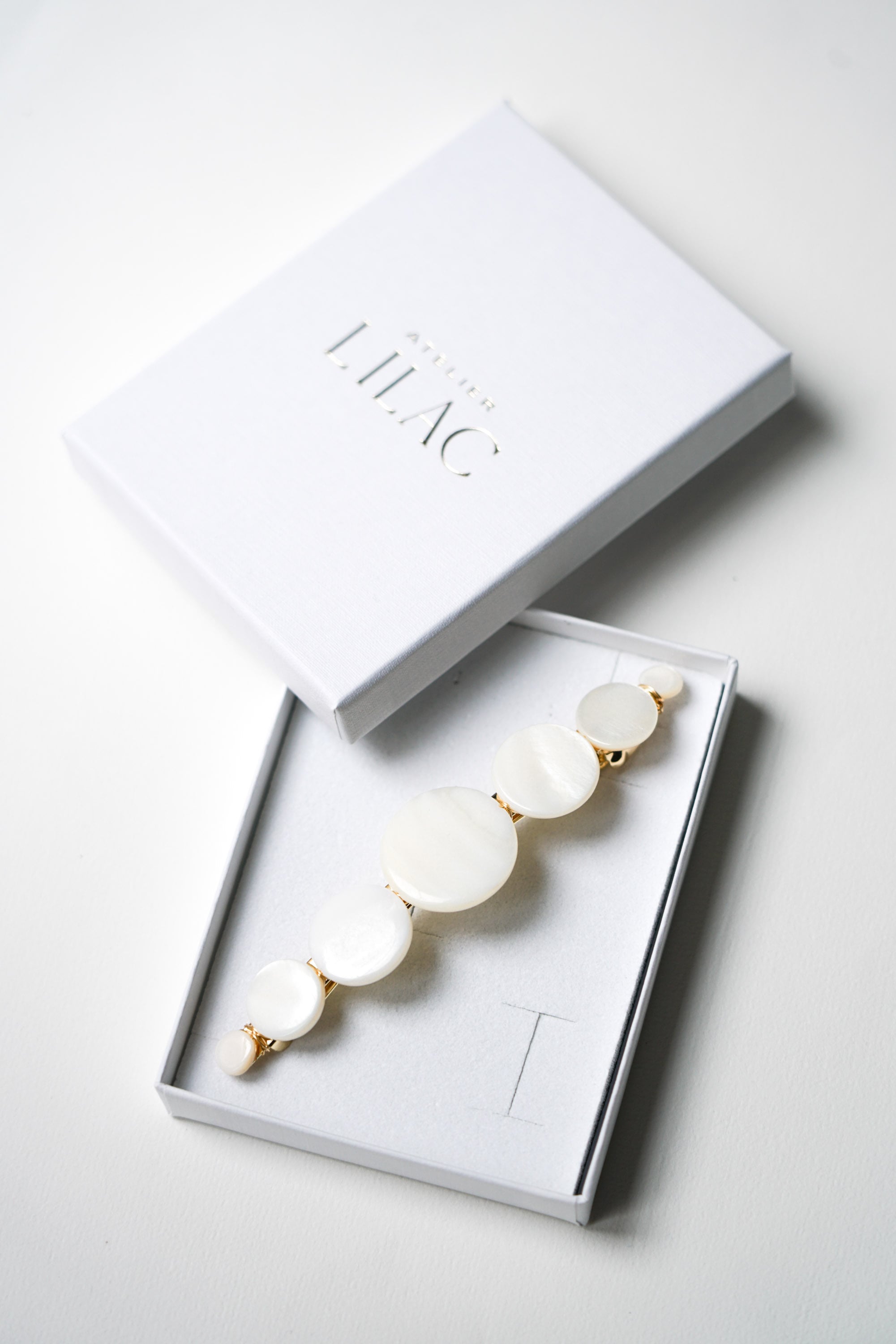 Barrette disques nacre pince cheveux