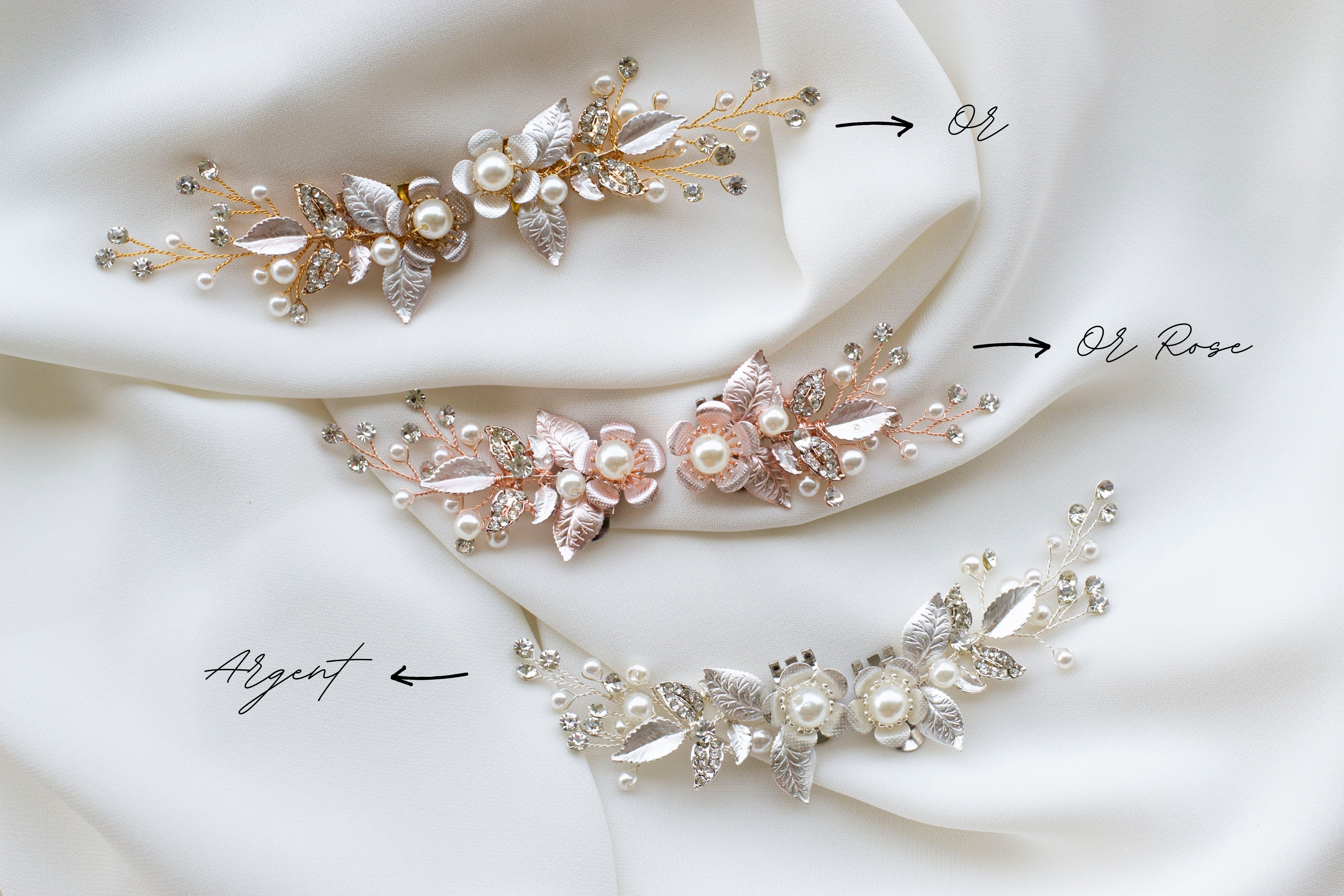 Clips de chaussure pour talon de mariée or, or rose ou argent