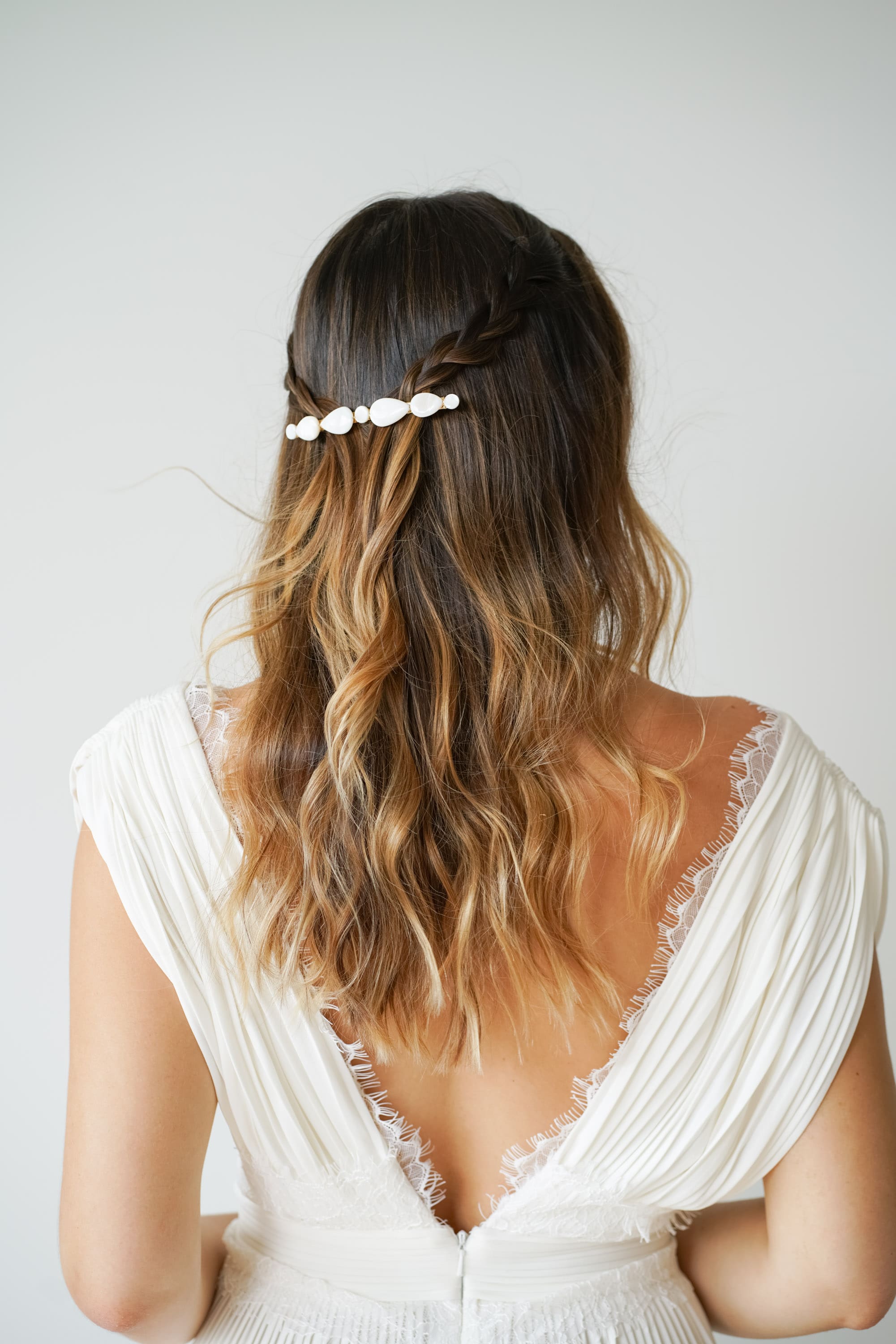 Barrette mariée gouttes de nacre