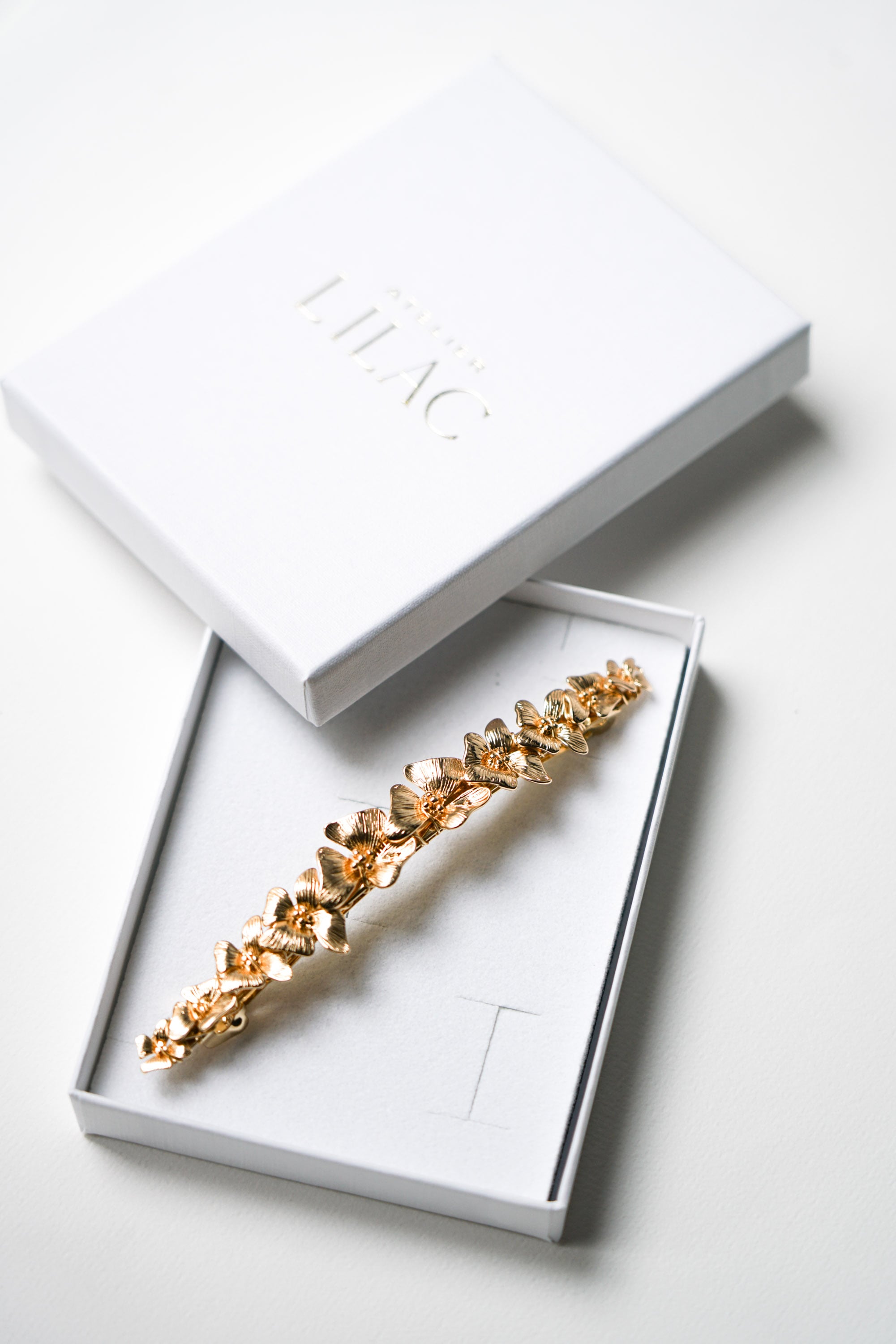 Barrette à cheveux de mariage floral en or