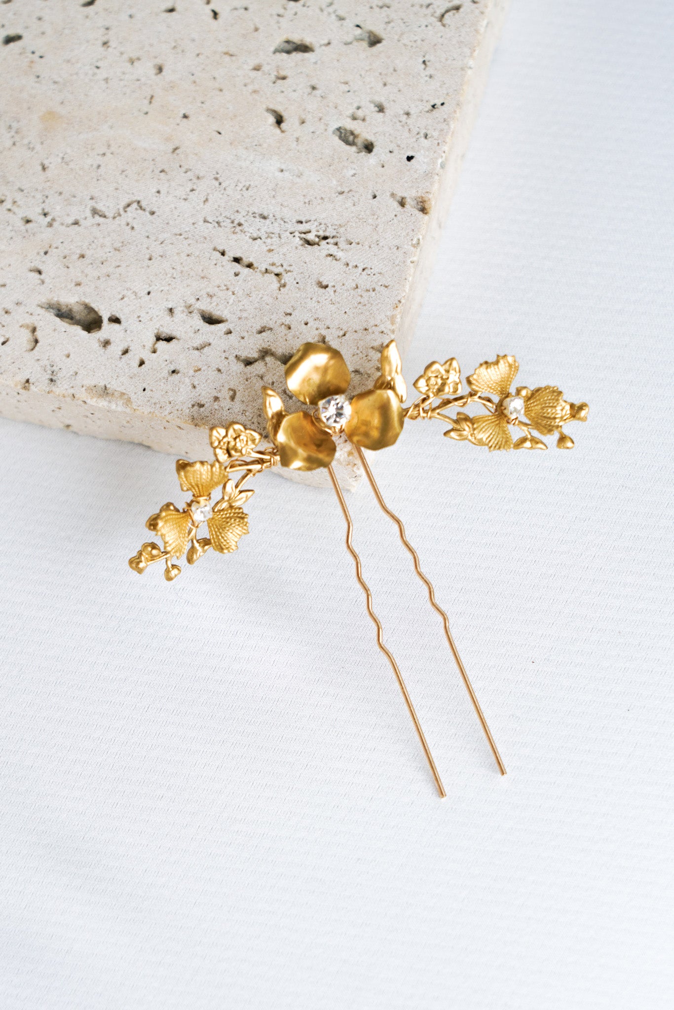 Pince à cheveux de mariage Sierra Gold Floral Crystal Pince à cheveux de mariage Sierra Gold Floral Crystal