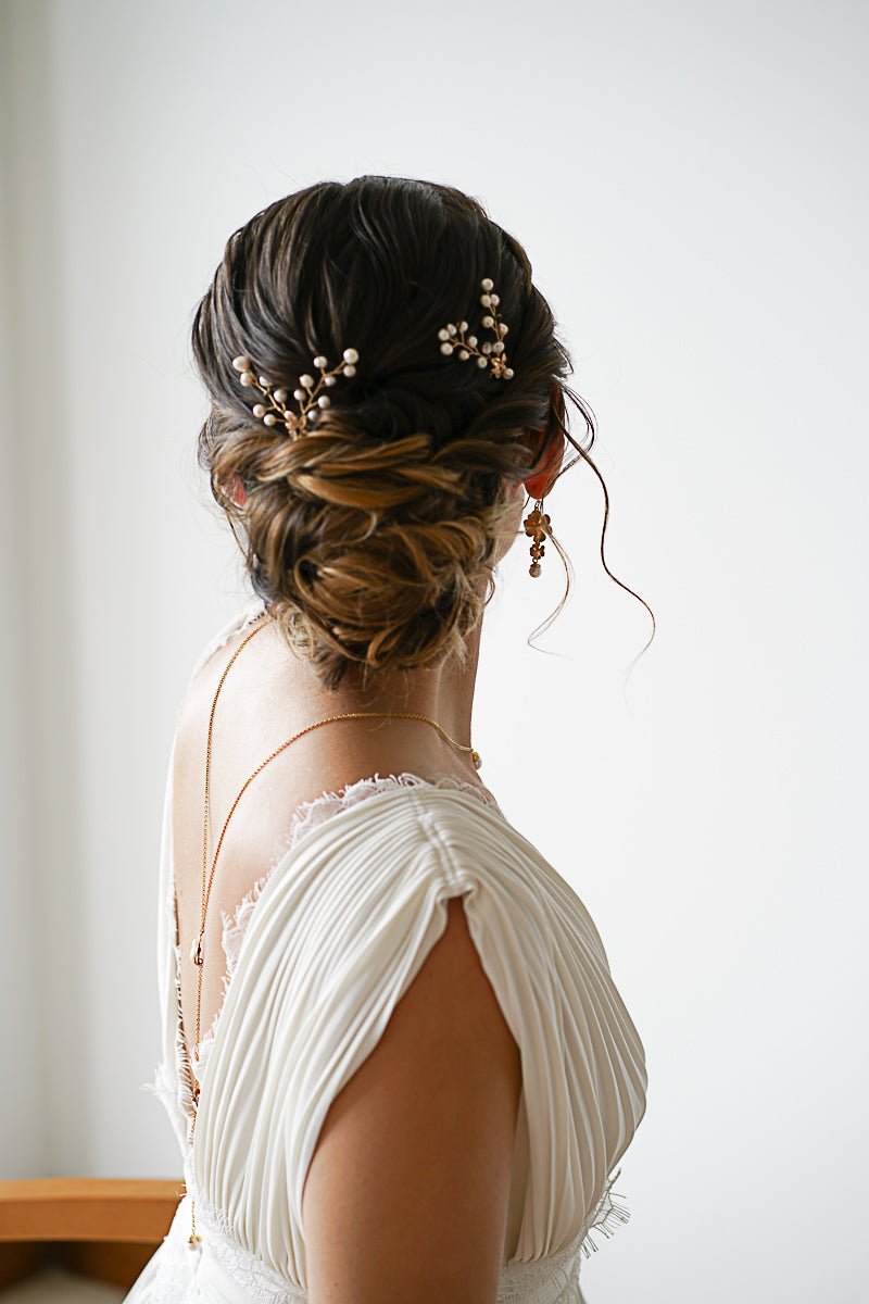 Analu - Pics à cheveux mariage perles naturelles - Pic double - Atelier Lilac