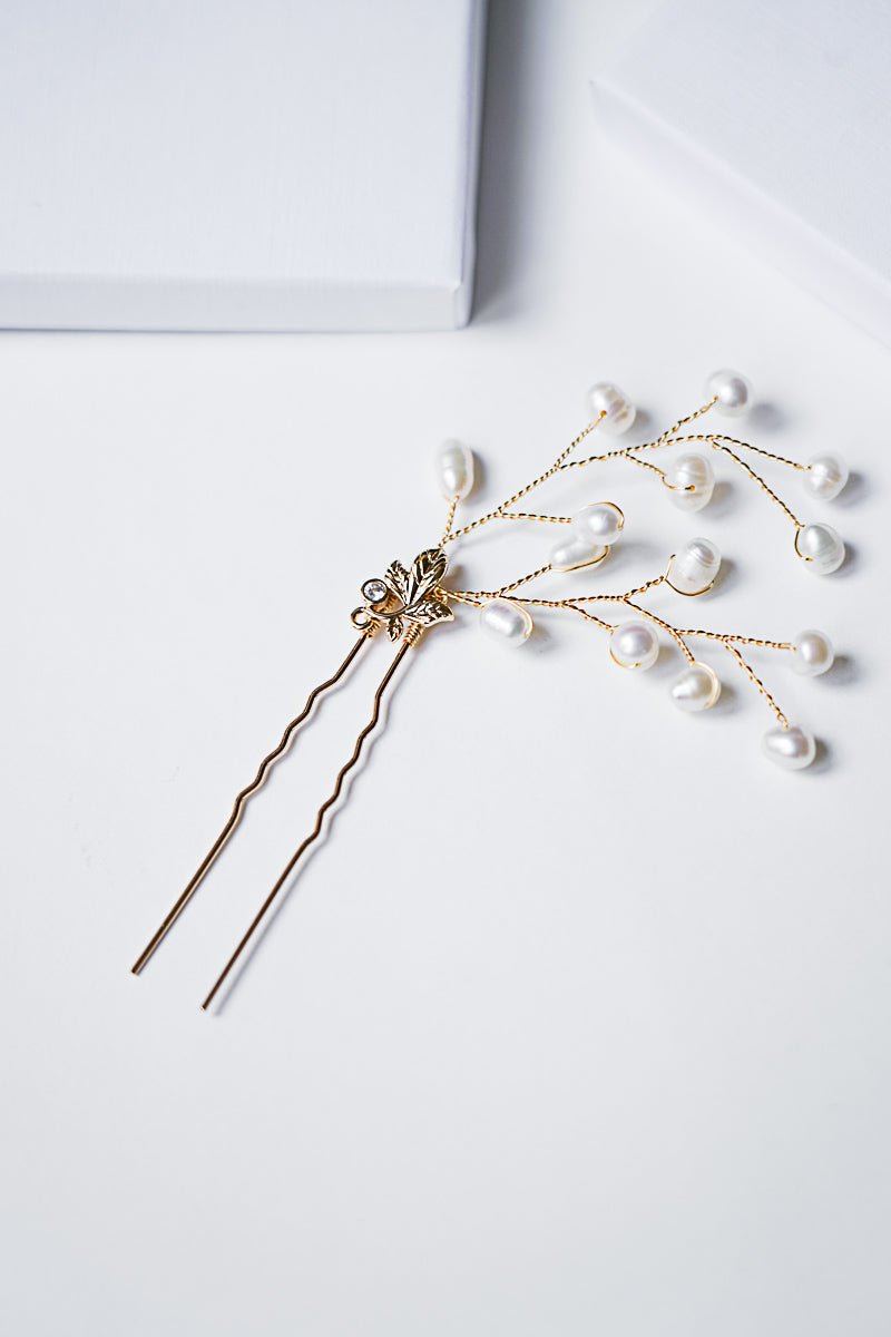 Analu - Pics à cheveux mariage perles naturelles - Pic double - Atelier Lilac