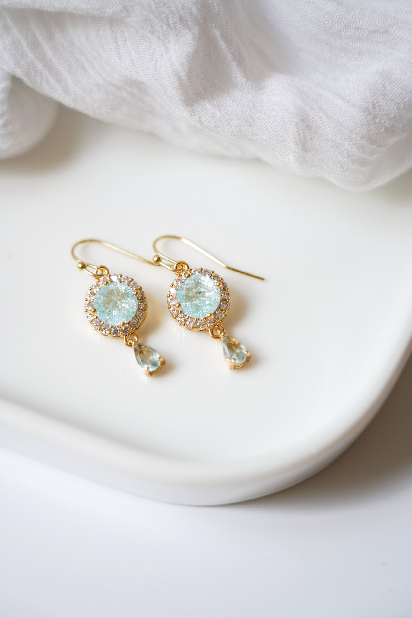 Glamour - Boucles d'oreilles mariage turquoise - Boucles d'oreilles courtes - Atelier Lilac