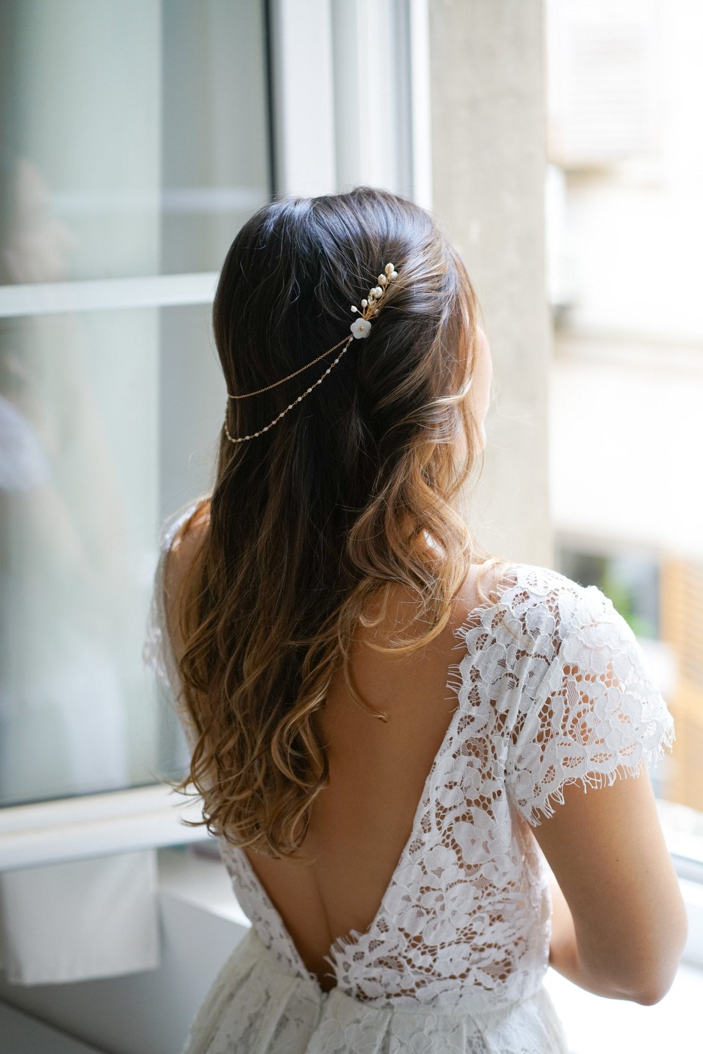 Jobi Perle - Bijou de tête mariage - Vigne - Atelier Lilac