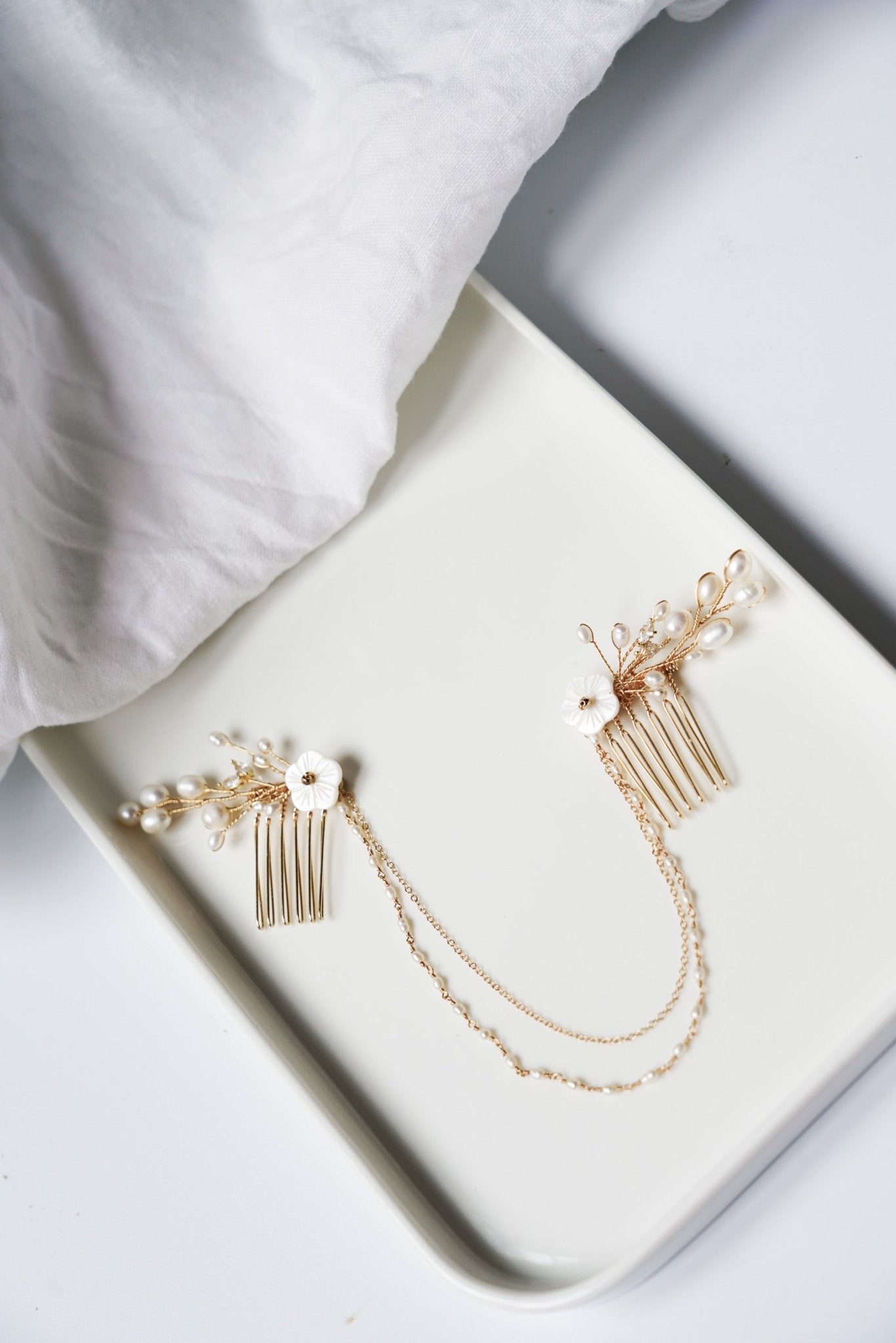 Jobi Perle - Bijou de tête mariage - Vigne - Atelier Lilac
