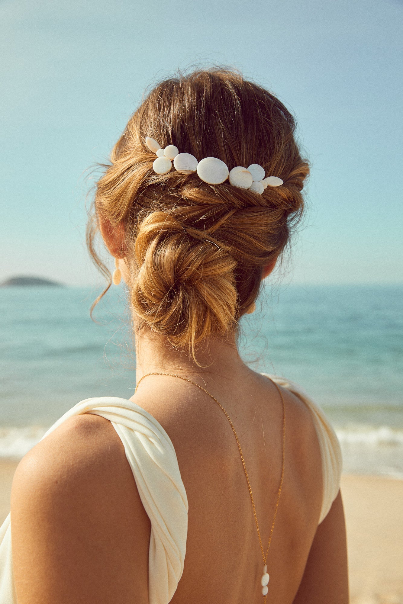 Luana - Peigne mariage moderne nacre - Grand peigne - Atelier Lilac