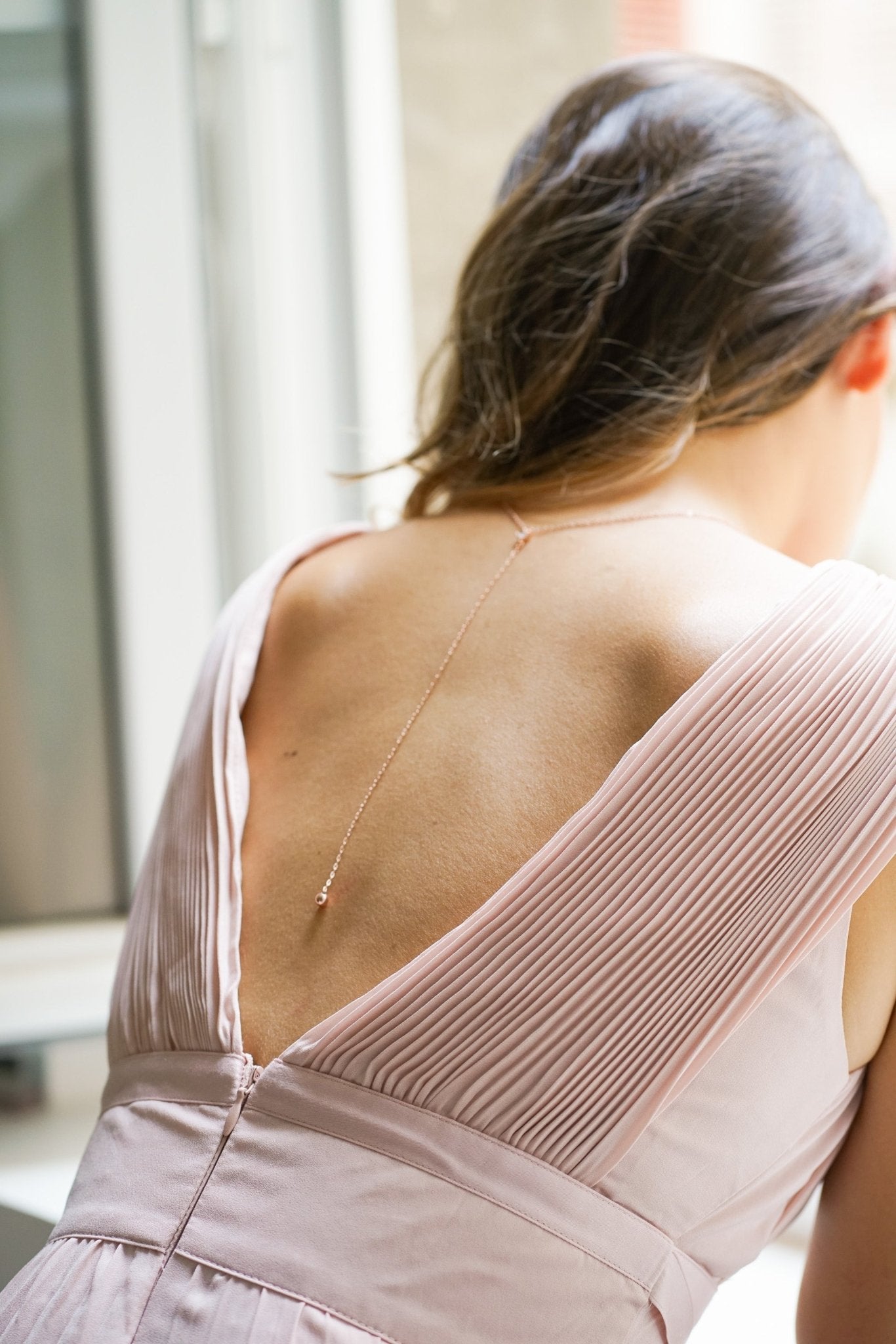 Maeva - Collier de dos mariée zircon, bijou délicat pour robe dos nu - Collier de dos - Atelier Lilac