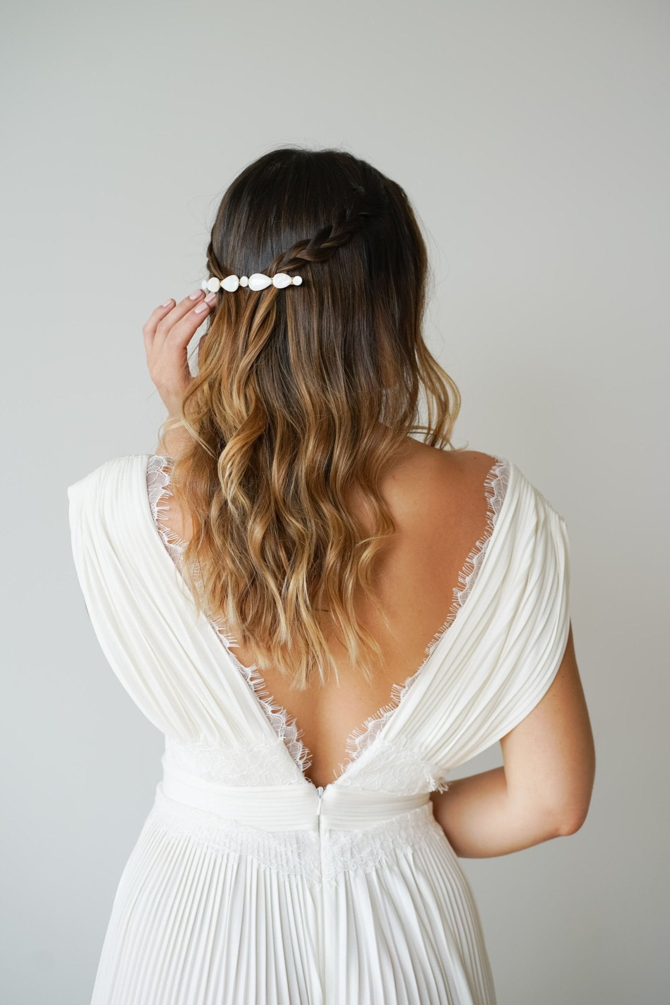 Venus - Barrette mariage gouttes perle mère - Barrettes - Atelier Lilac