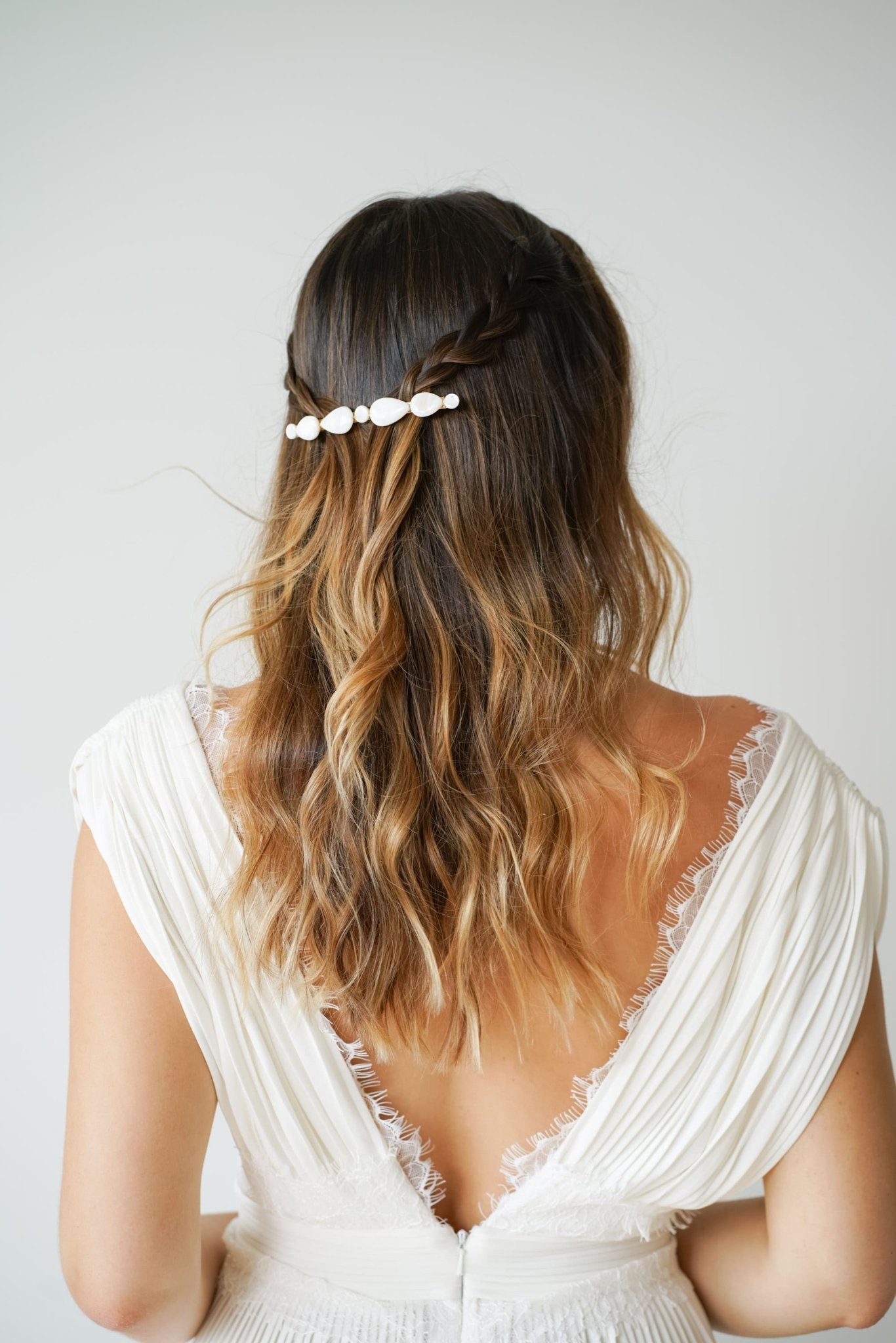 Venus - Barrette mariage gouttes perle mère - Barrettes - Atelier Lilac