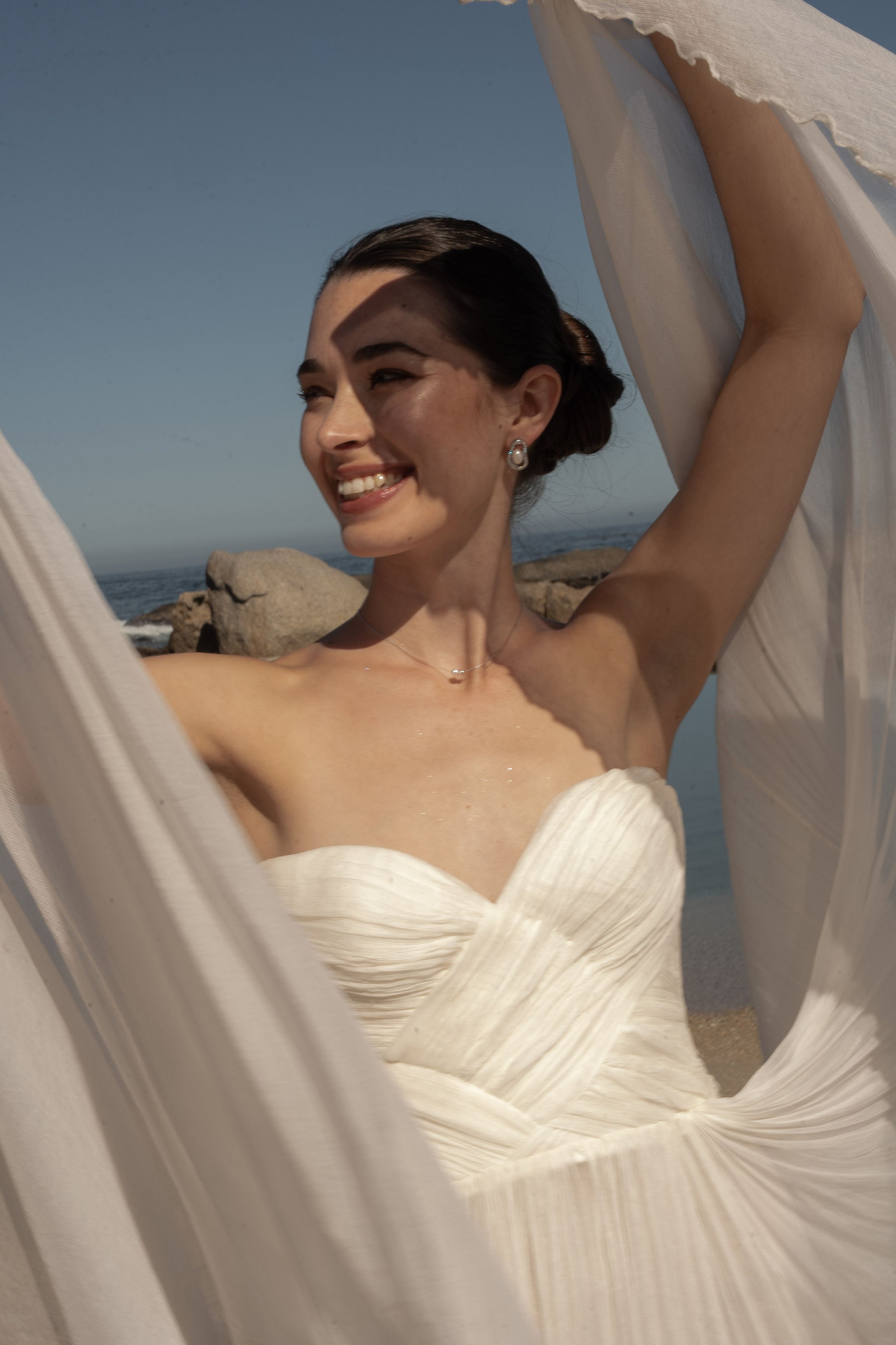 Boucles d'oreilles mariée courte argent 