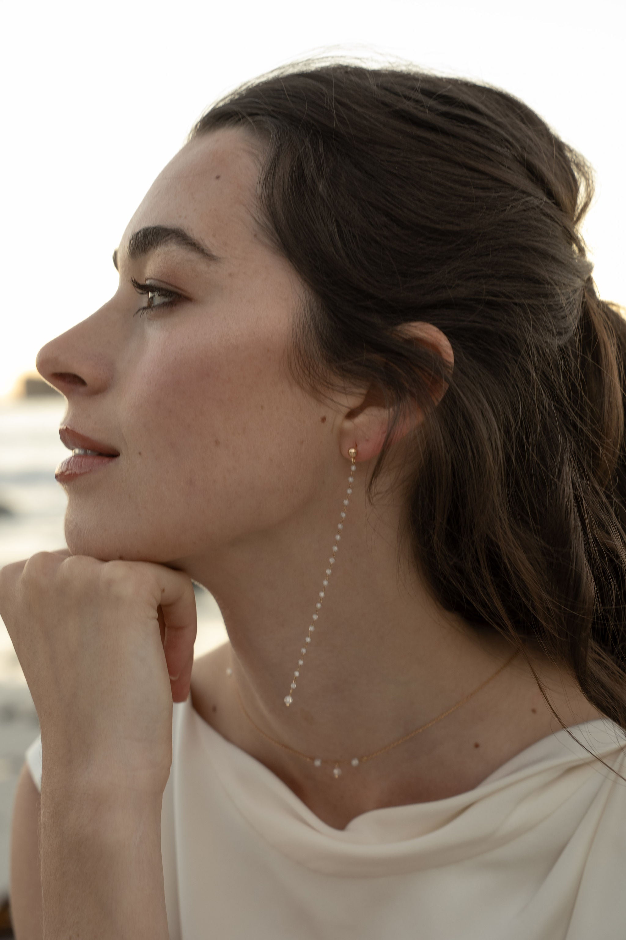 boucles d'oreilles longues petites perles rocailles