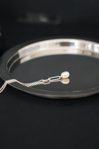 Kloe - COLLIER PERLE NATURELLE & ZIRCONS EN ARGENT MASSIF