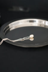 Kloe - COLLIER PERLE NATURELLE & ZIRCONS EN ARGENT MASSIF