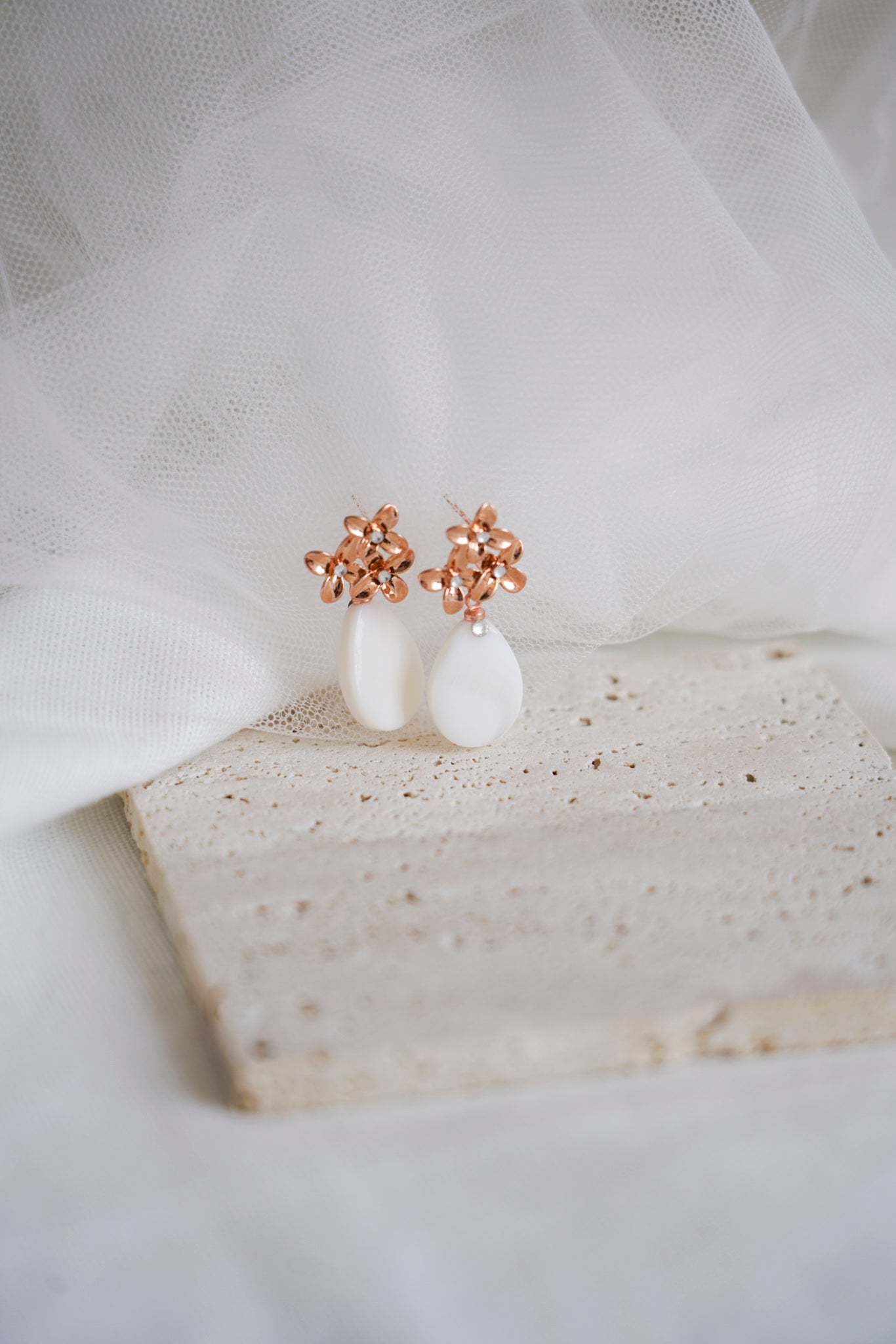 Pura - Floral and mother-of-pearl drop earrings