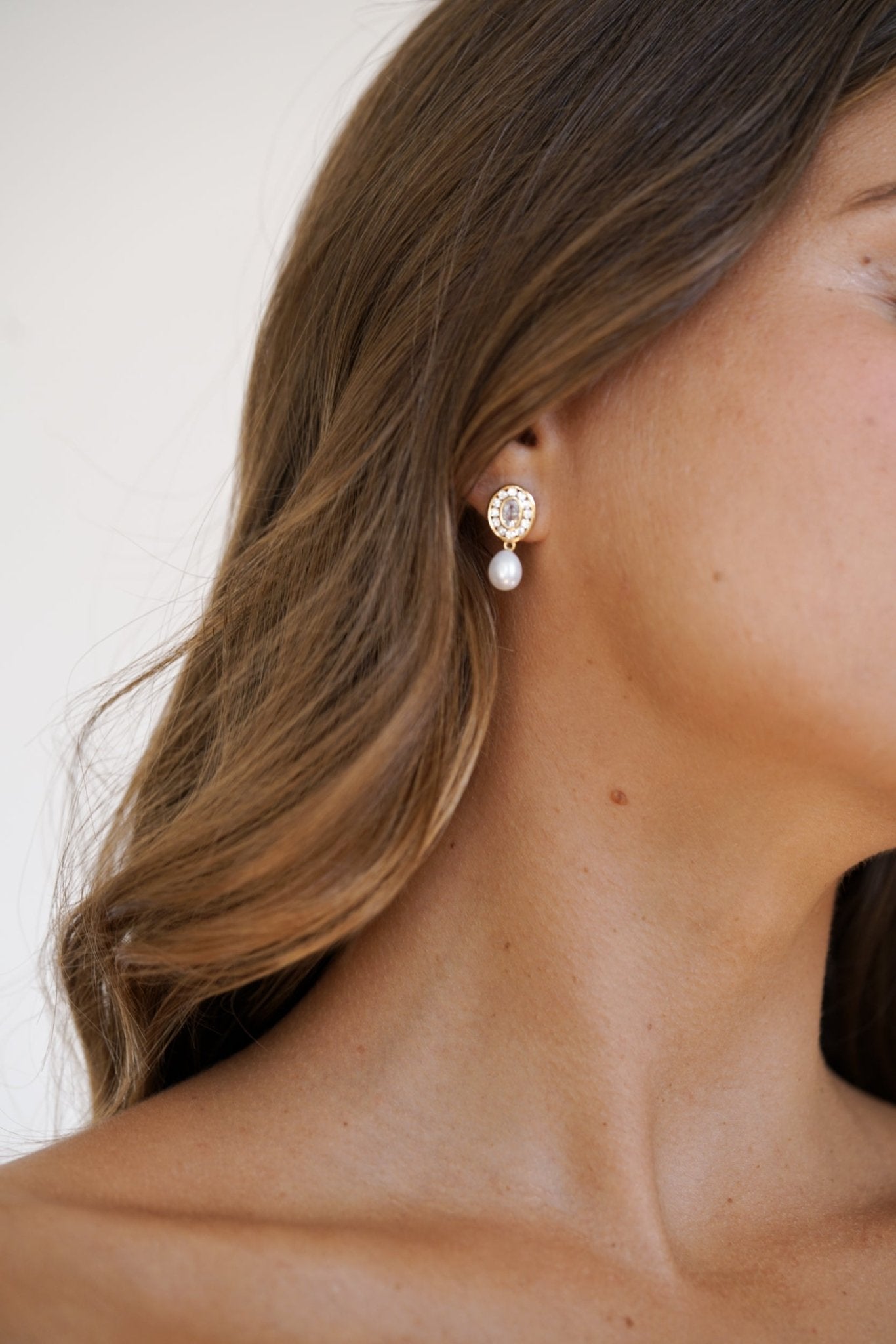 Maan – Boucles d'oreilles mariage style vintage en zircon et perle - Boucles d'oreilles courtes - Atelier Lilac