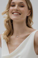 Promesa - Modern pearl wedding earrings