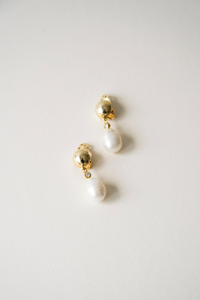 Bari - Boucle d'oreille clip perle baroque en argent sterling - Boucles d'oreilles courtes - Atelier Lilac