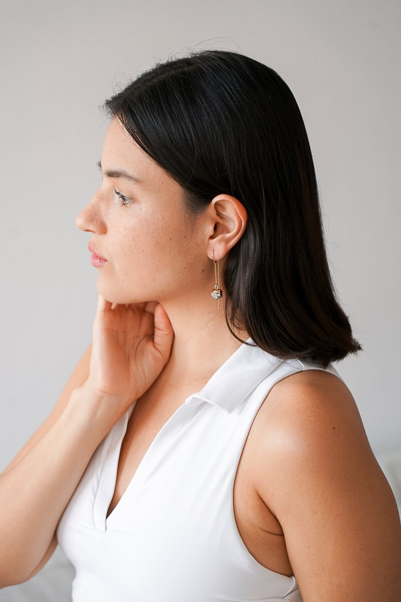 Boucles d'oreilles pendantes pierre naturelle - Boucles d'oreilles longues - Atelier Lilac