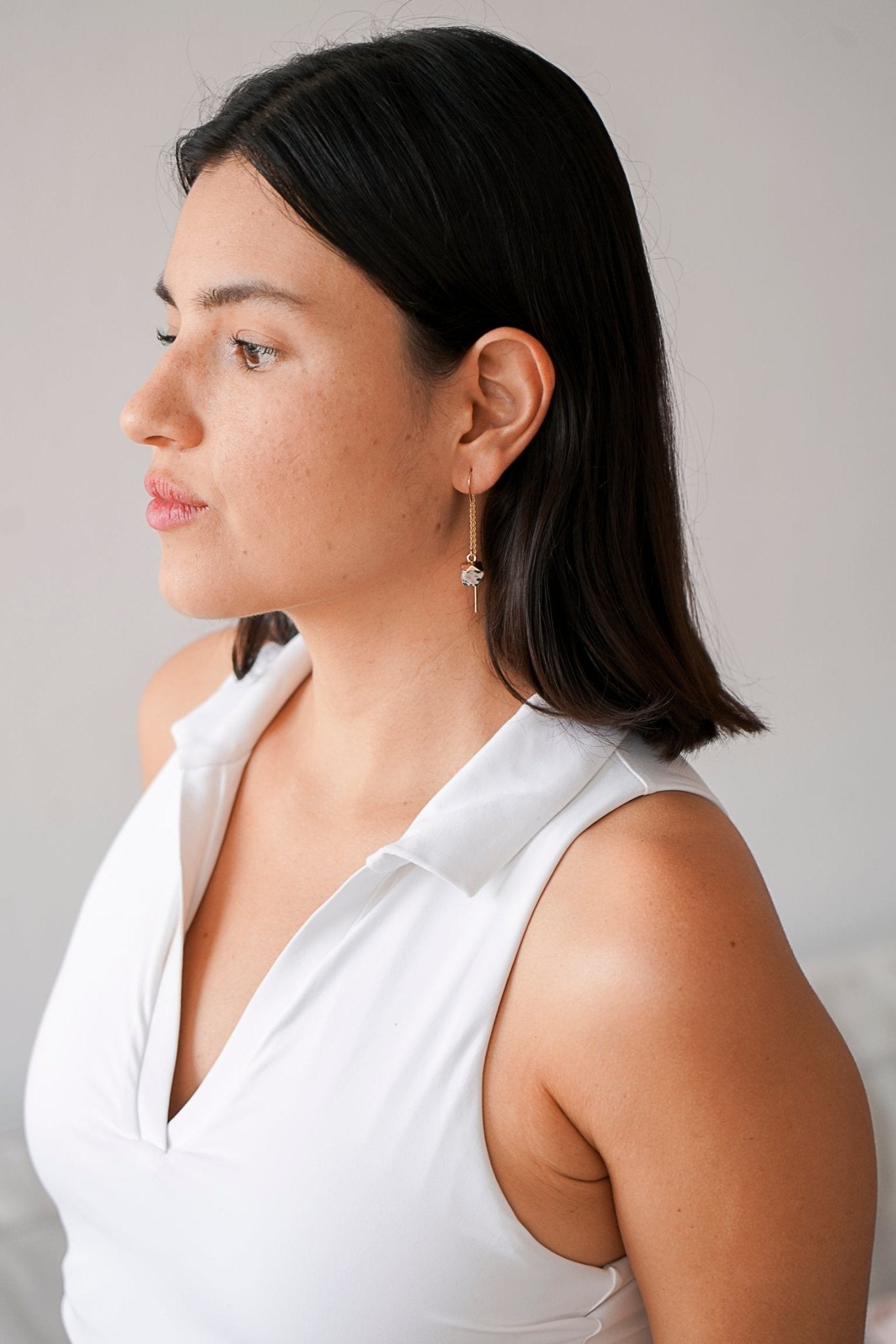 Boucles d'oreilles pendantes pierre naturelle - Boucles d'oreilles longues - Atelier Lilac