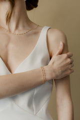 Flamant - Bracelet délicat à deux rangs chaîne billes