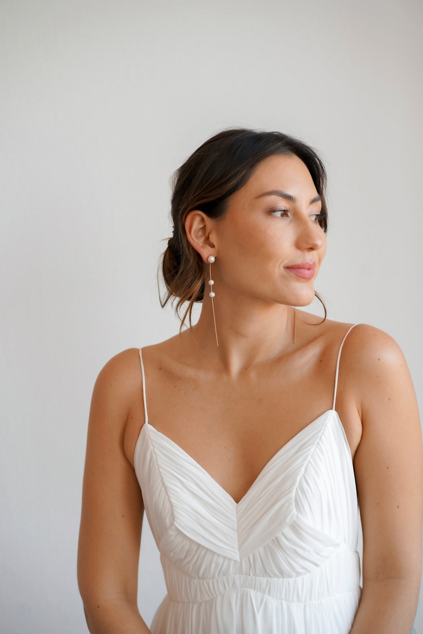 Daphné - Boucles d’oreilles mariage pendantes modernes - Boucles d'oreilles longues - Atelier Lilac