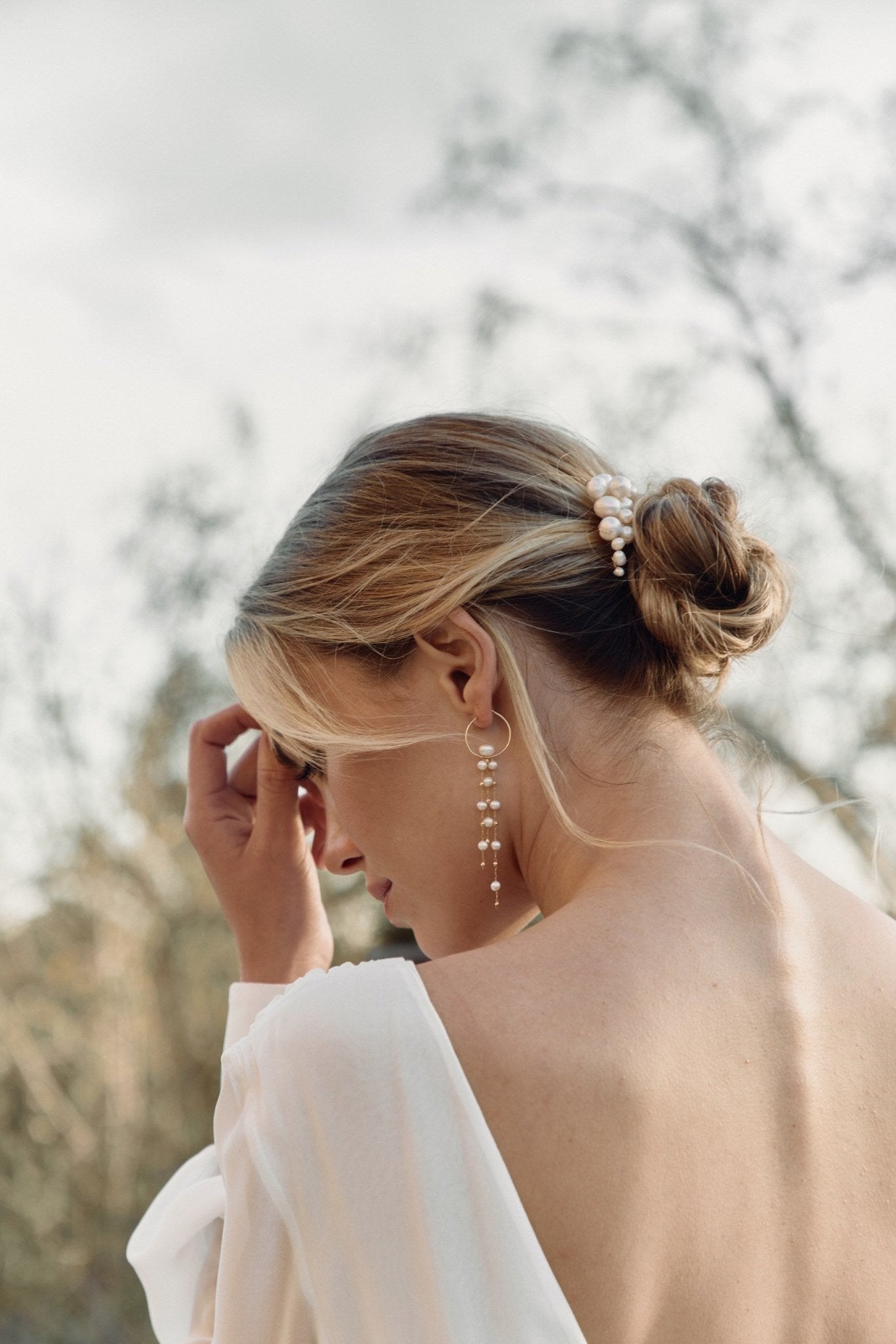 Flamant - Boucles d'oreilles pendantes mariage perles naturelles - Boucles d'oreilles longues - Atelier Lilac