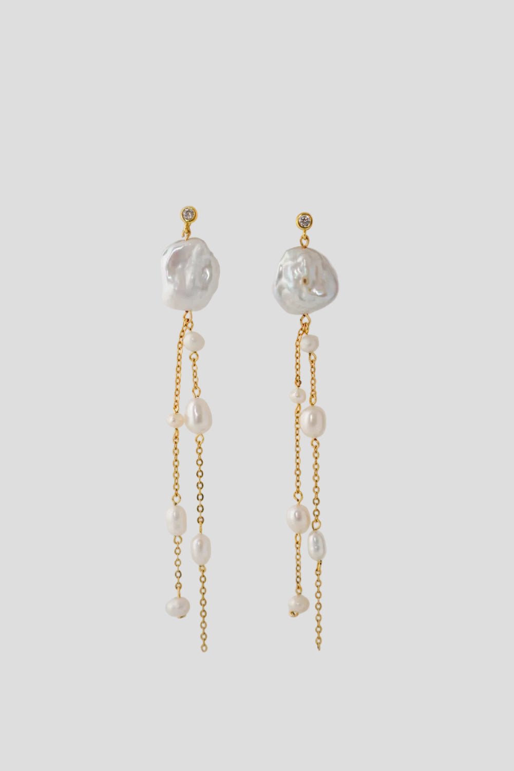 Kimara – Boucles d'oreilles modernes longues en perles et chaînes - Boucles d'oreilles longues - Atelier Lilac