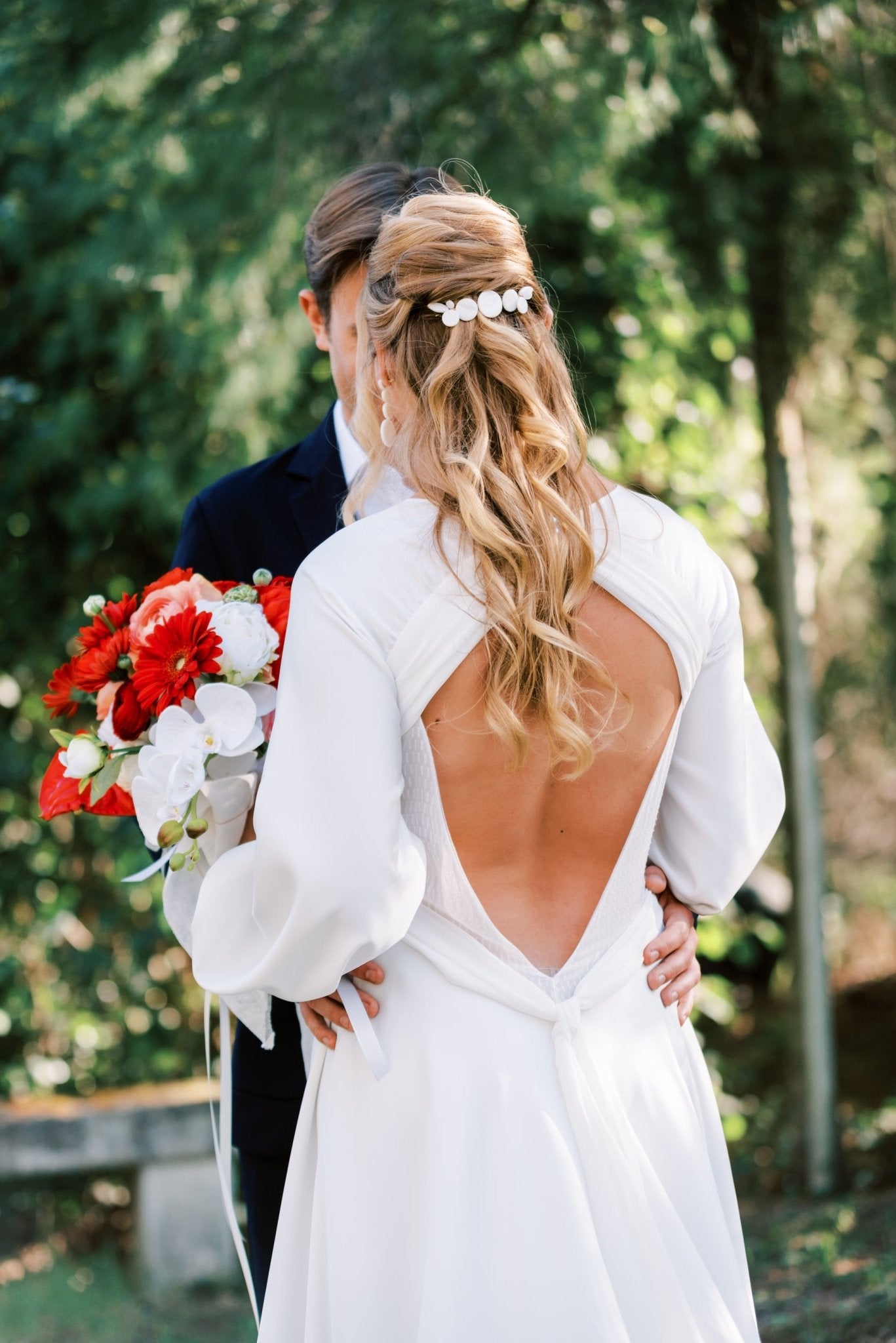 Luana - Peigne mariage moderne nacre - Grand peigne - Atelier Lilac