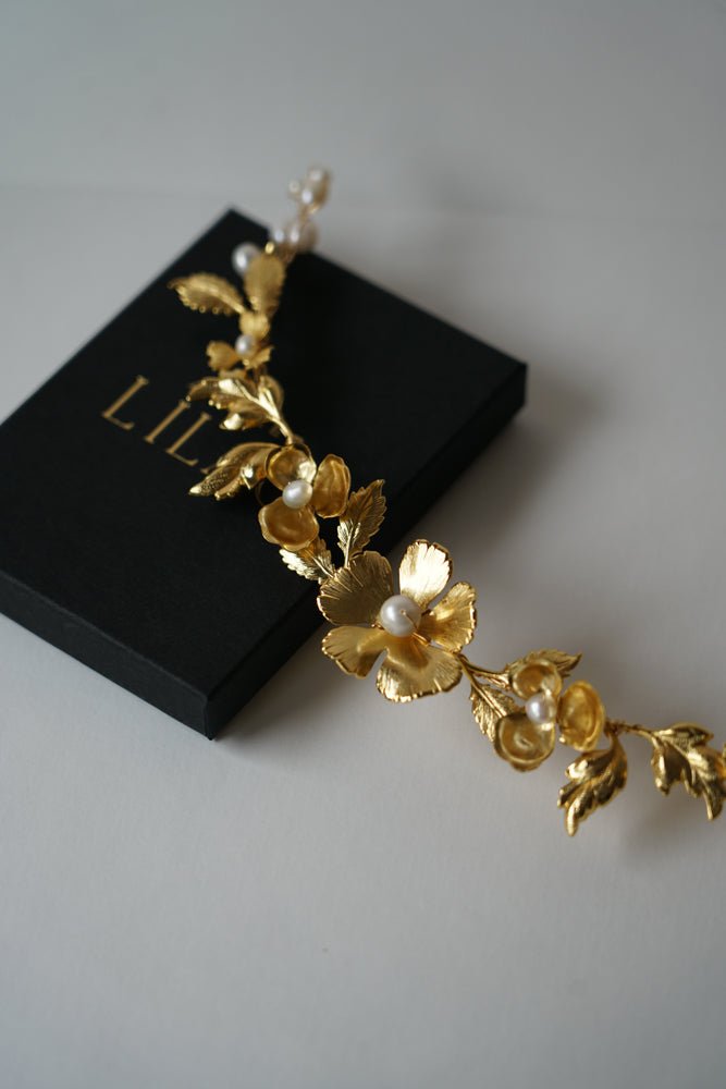 Narcisse - Peigne bohème floral doré - Peigne - Atelier Lilac