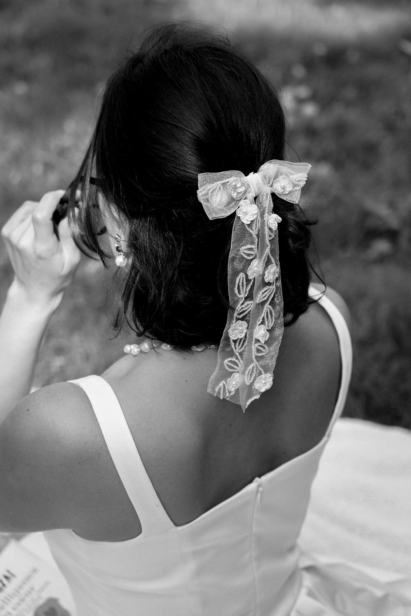 Rouge - gorge - Peigne/Barrette noeud papillon dentelle - Peigne - Atelier Lilac
