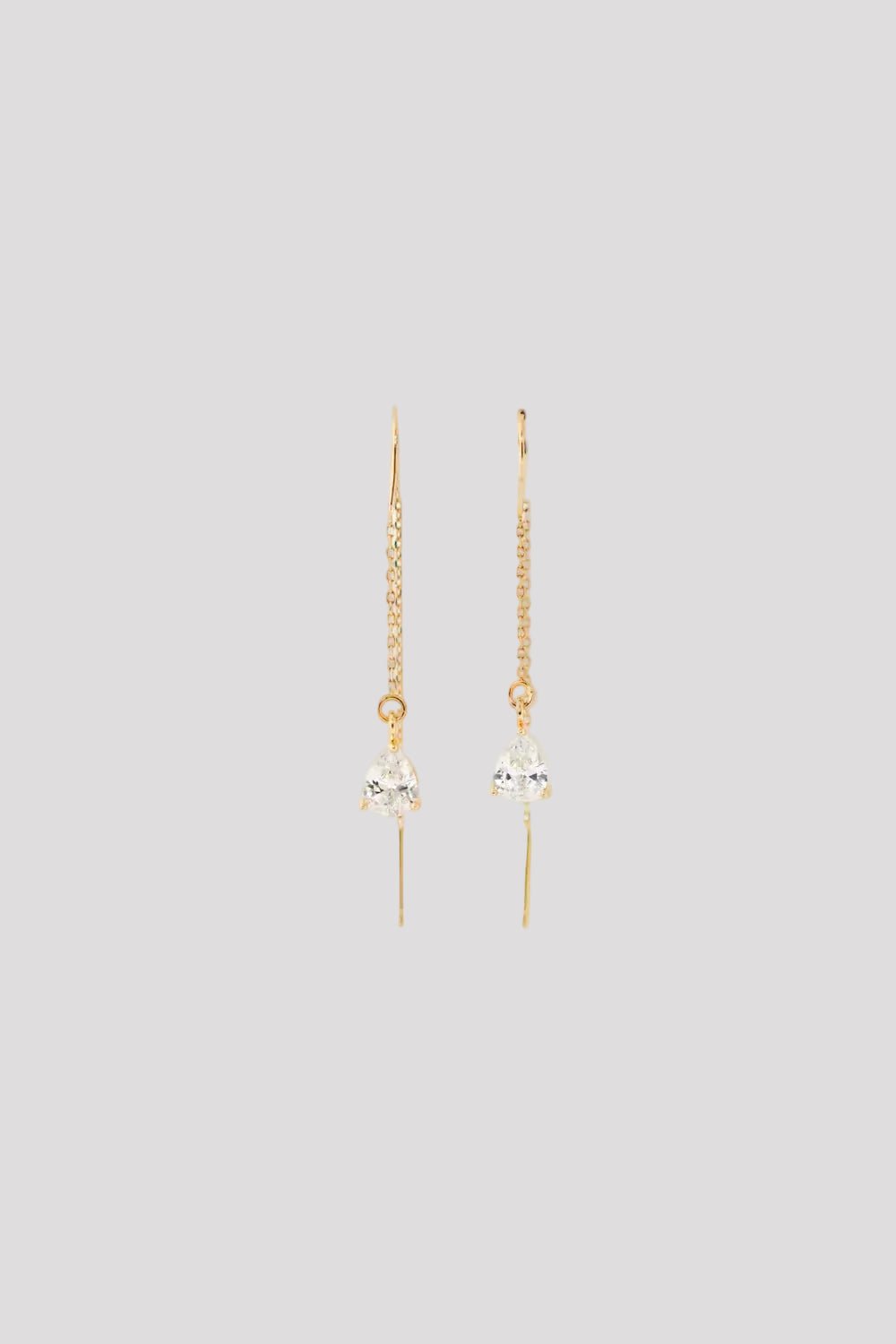 Strale – Brautohrringe mit Stiel, Kette und Zirkon – Lange Ohrringe – Atelier Lilac